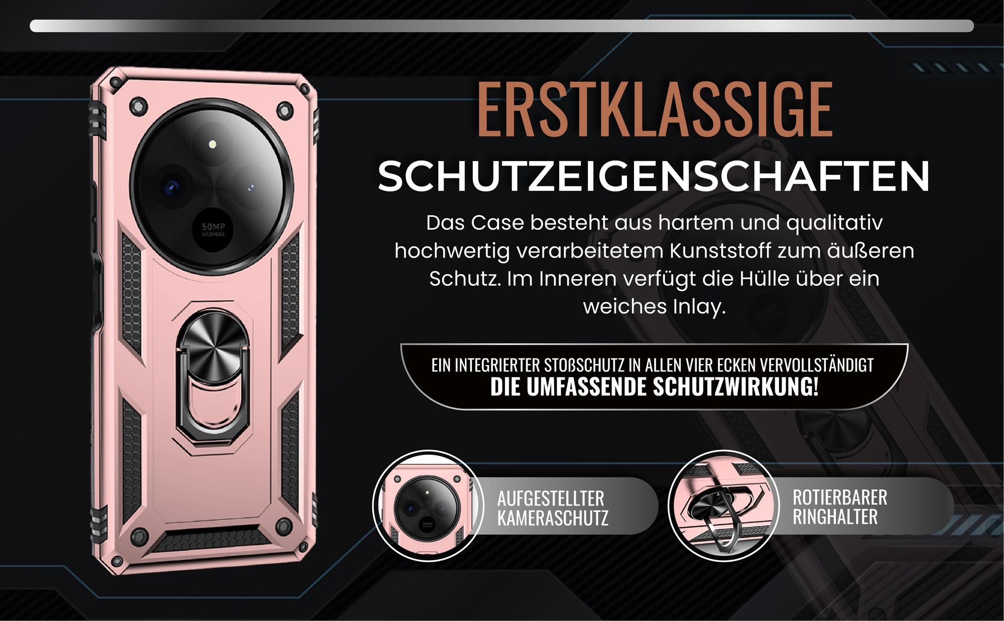 Handycase in Rosegold für Xiaomi Redmi 14C mit Kameraschutz