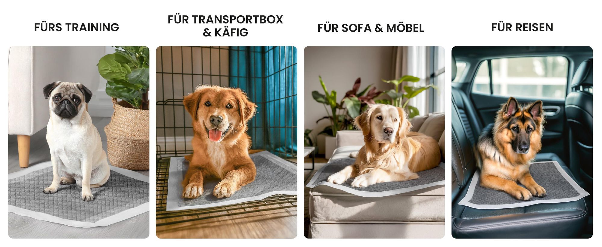 RAGI Welpenunterlagen Trainingspads für Hunde, 50 Stück, Welpen, Saugfähig, Auslaufsicher, Inkontinenz Aktivkohle Trainingsunterlagen, 60x60cm