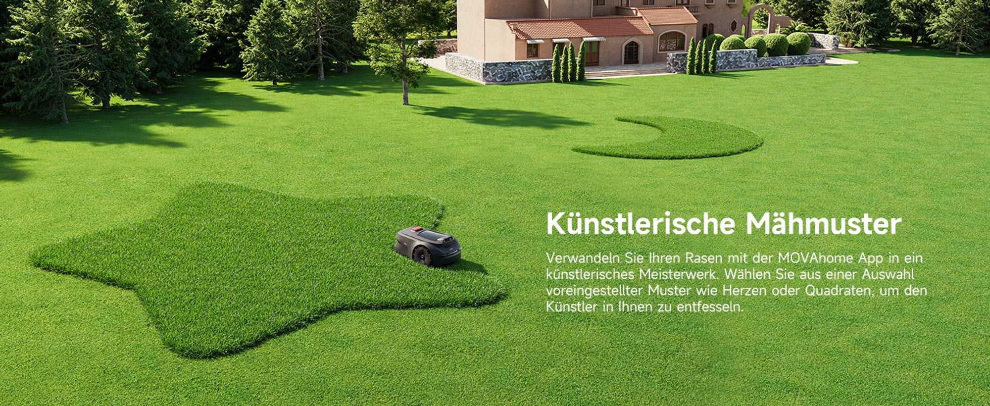 MOVA ViAX 250 Mähroboter – 250 m², UltraEyes™ KI-Dual-Vision, U-Bahnplanung, Dual-Map, Hindernisvermeidung, App-Steuerung, 50min Akkulaufzeit