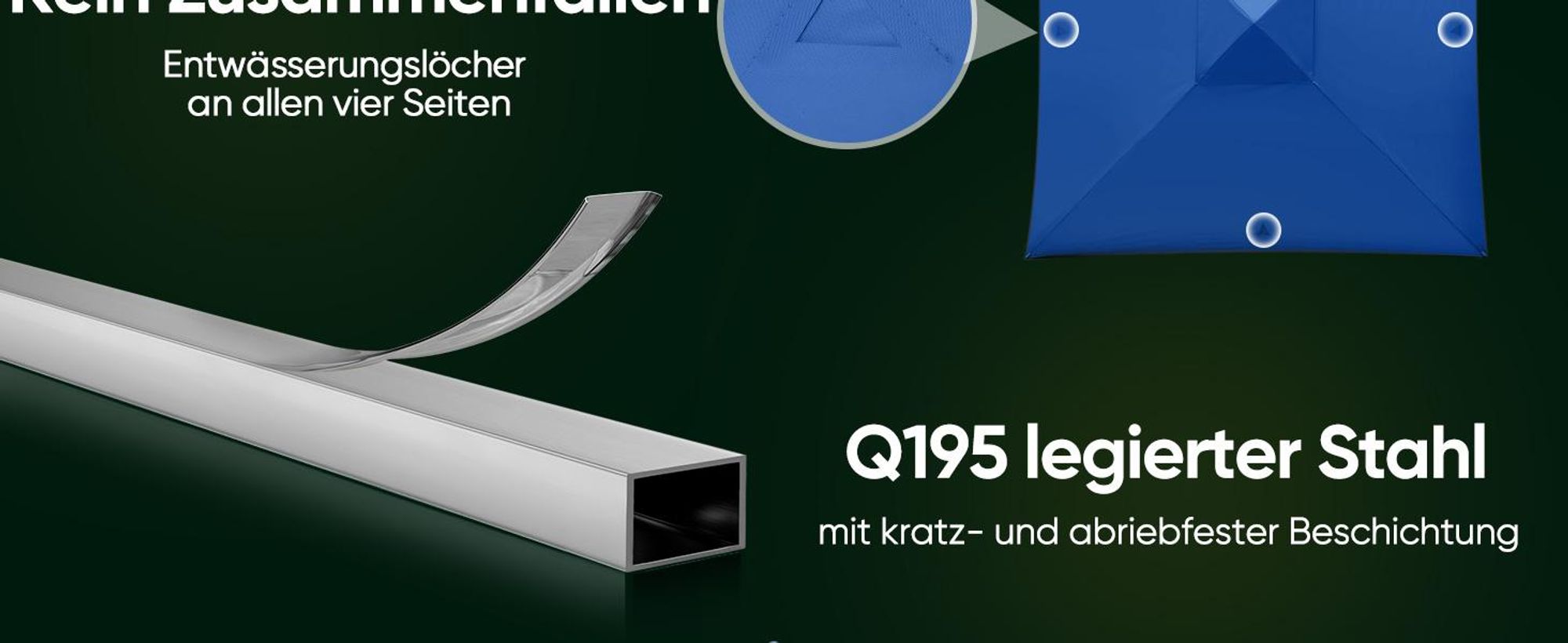 Quictent Pavillon 3x3m Wasserdicht Faltpavillon Stabil Winterfest, Pop-Up Klicksystem, UV-Schutz 50+, Gartenzelt, Partyzelt, Festzelt hellblau