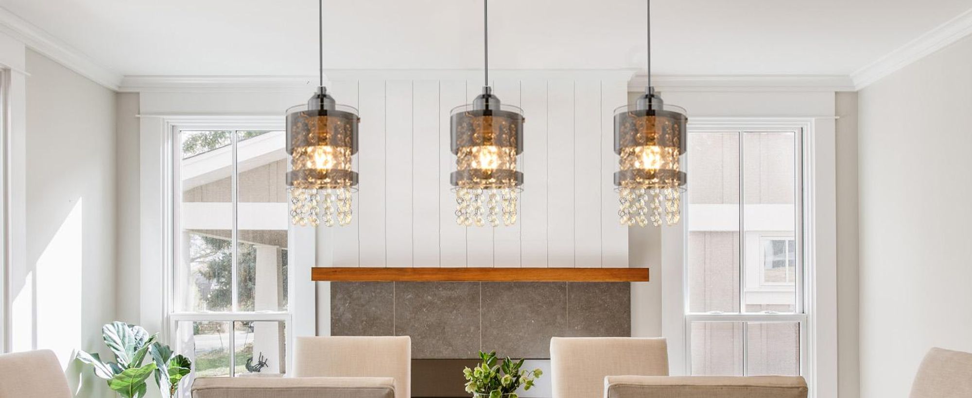ZMH Pendelleuchte  Esstisch Hängelampe 3 Flammig E27 Glas Hängeleuchte Höhenverstellbares Kronleuchter 150CM Modern für Wohnzimmer Schlafzimmer