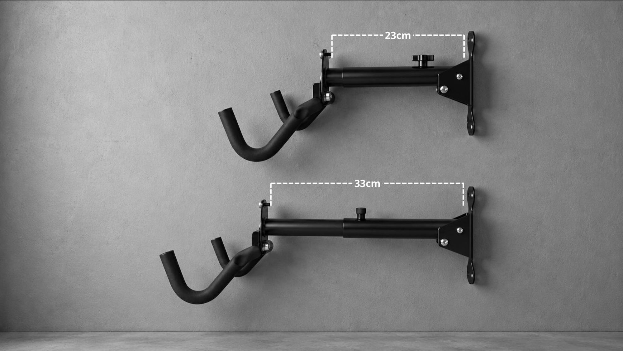 Verstellbarer Wandabstand von ca. 23 bis 33 cm