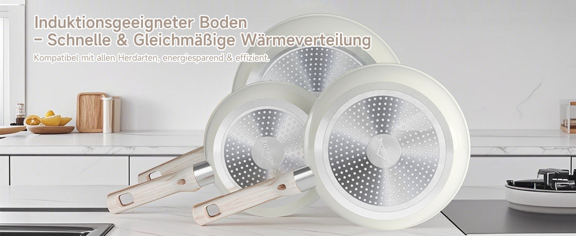 Pfannenset Pfanne Ø20/24/28cm,3TLG Bratpfanne beschichtete Pfanne Induktion für alle Herdart