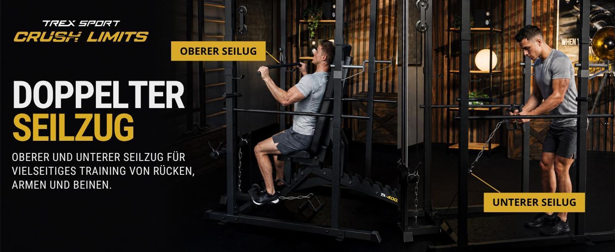 TREX SPORT Power Rack TX-500PC | Powerrack & Multipresse mit Latzug oben/unten, Klimmzugstange, Dip-Station | Squat Rack & Homegym mit Ablagen