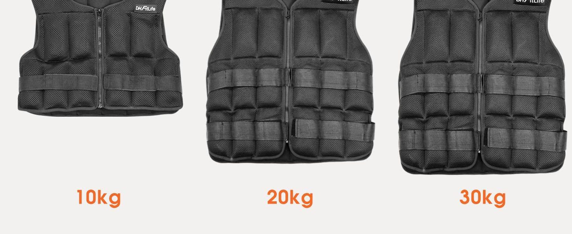 DH FitLife Gilet Lesté Ajustable 30KG – Veste de Musculation pour Entraînement à la Force, Endurance, Course, Pompes et Tractions