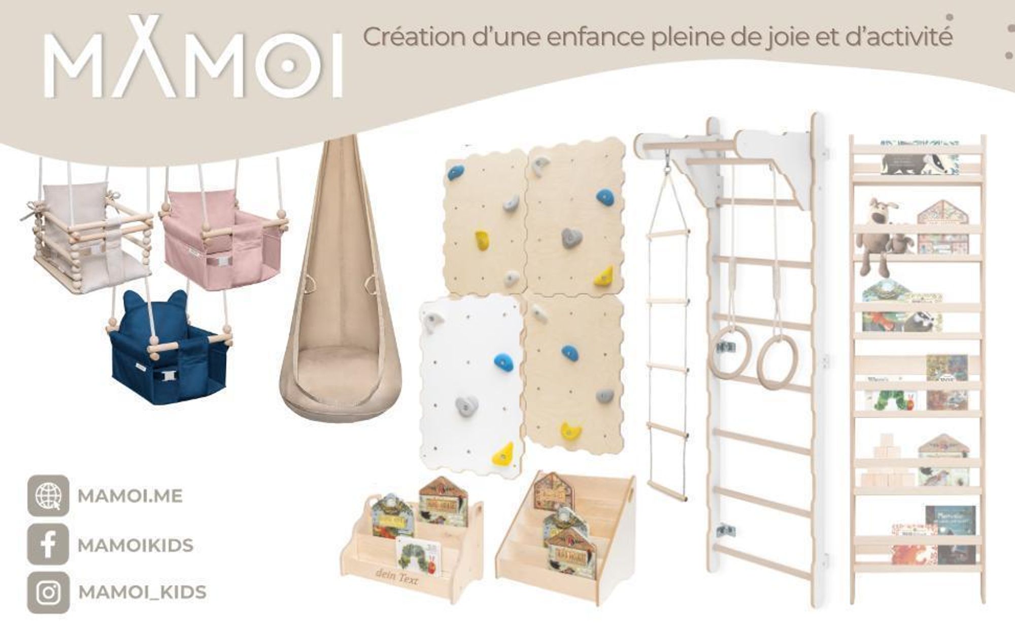 MAMOI Balançoire enfant avec ceinture de sécurité, hauteur réglable 150–190 cm, balançoire pour la maison, structure stable, assise en velours