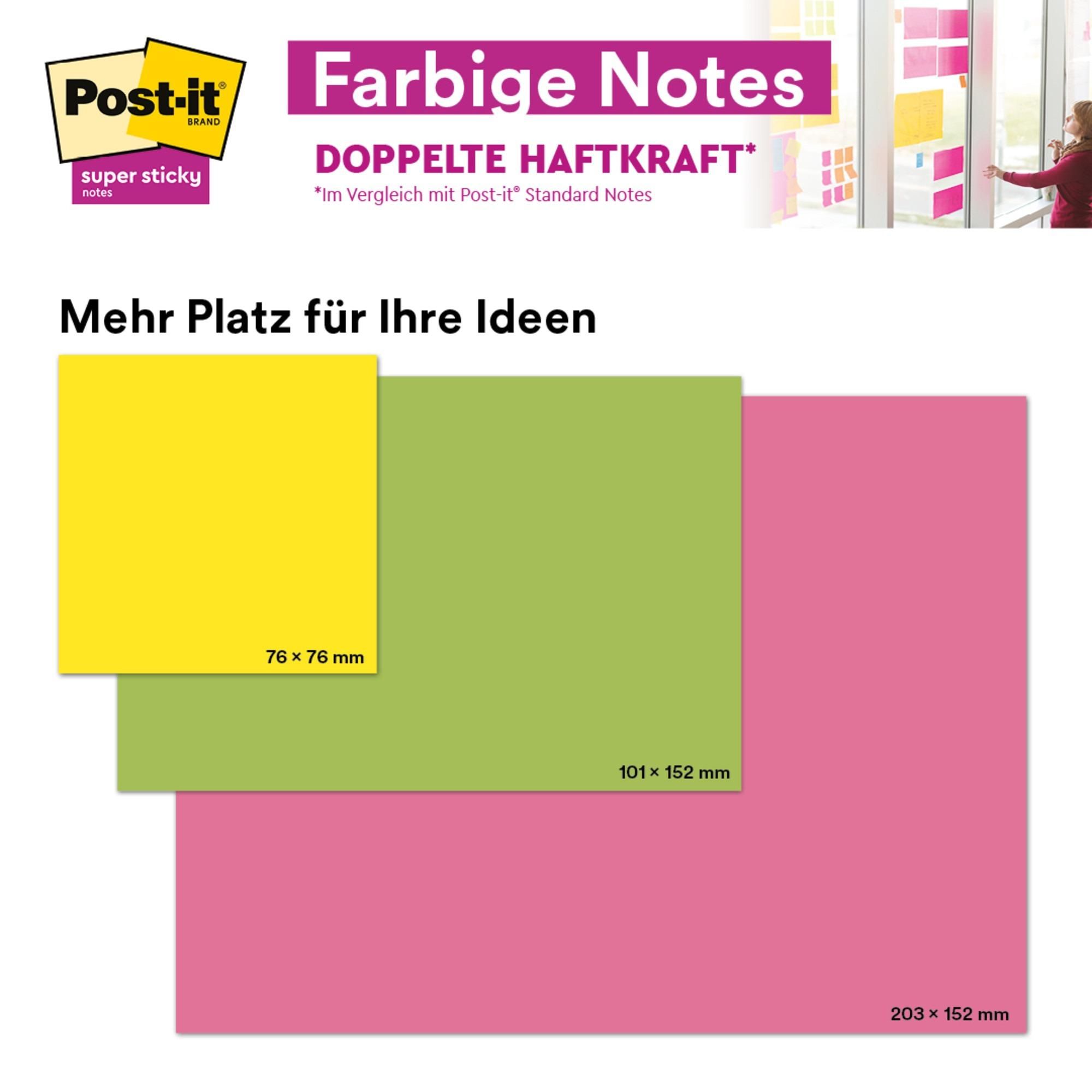 Post-it® Super Sticky Meeting Notes Neonfarben Haftnotizen 203x152mm 4 Blöcke