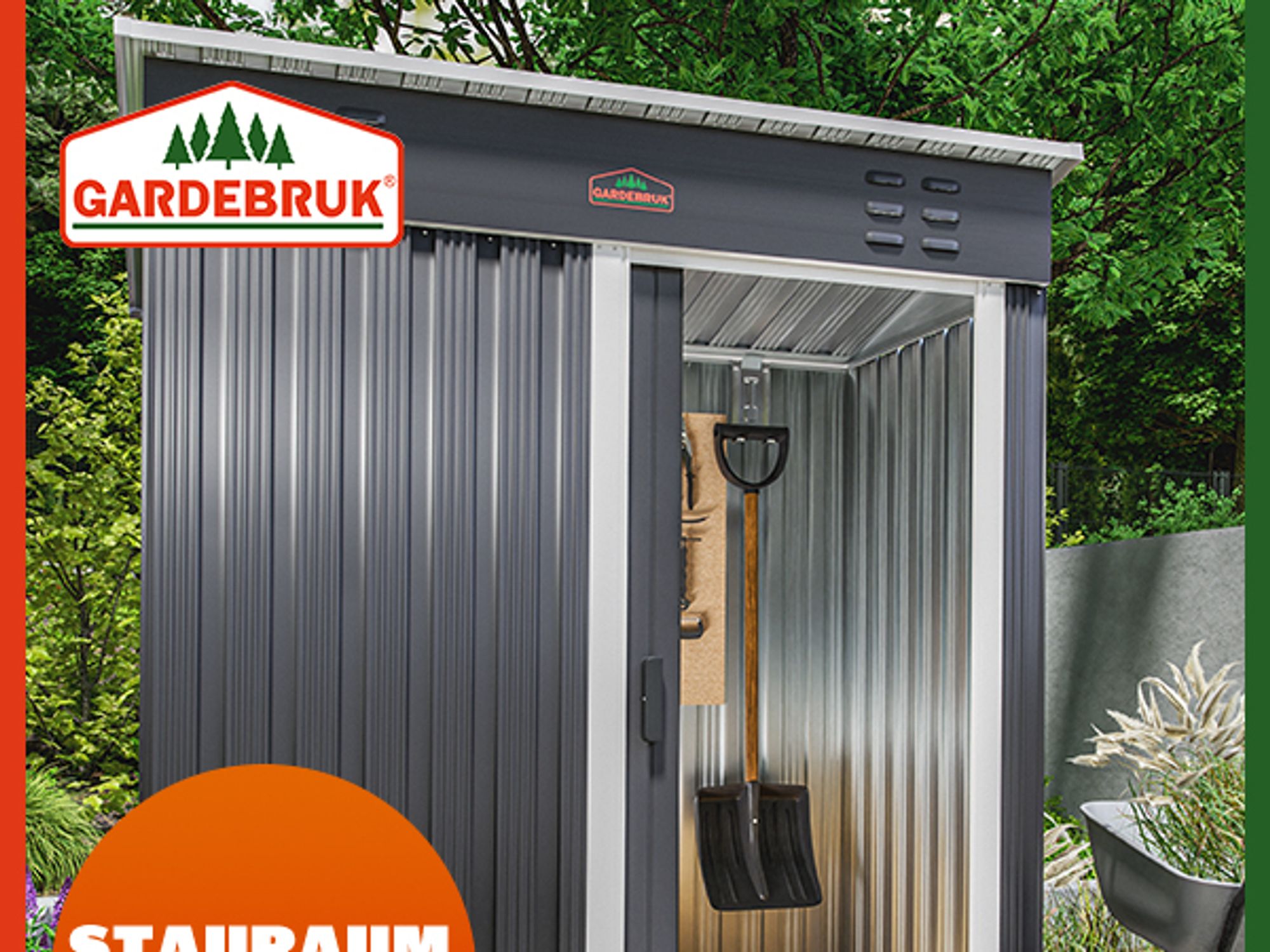 GARDEBRUK® Geräteschuppen 185x165x90cm 1,5m² Schiebetür 20kg Halter Handschuhe Belüftung rostfreies Metall Pultdach Anthrazit Gerätehaus Gartenhaus
