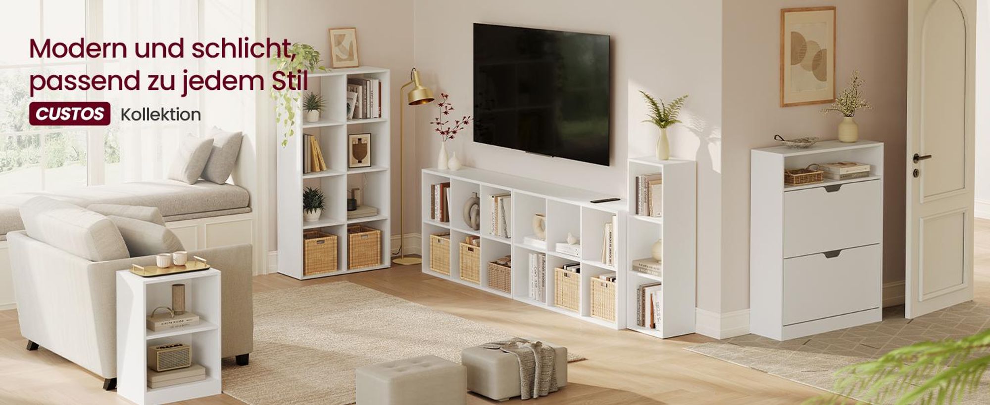 VASAGLE Standregal mit offenen Fächern, 4 Ebenen Würfelregal, Bücherregal für Wohnzimmer, Schlafzimmer, Homeoffice, weiß