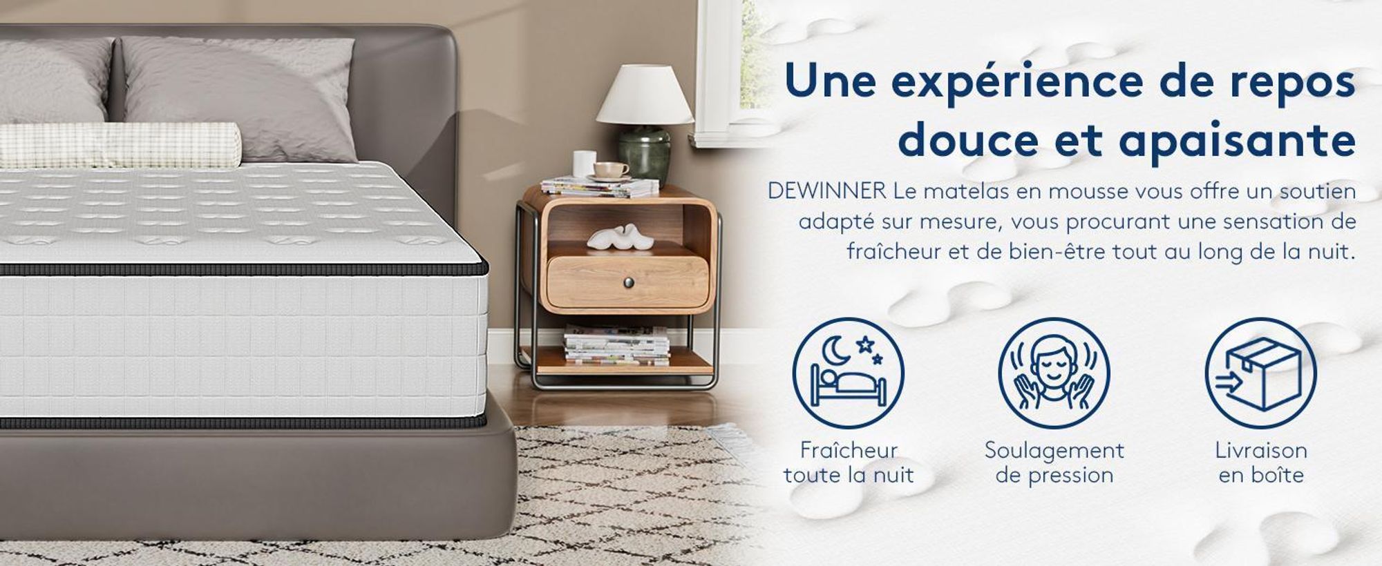 DEWINNER Matelas 180x200,Mousse 30 cm et Mousse A Mémoire Matelas,Parfait Soutien Haute Resilience Ultra Respirante,réversible à Deux Faces