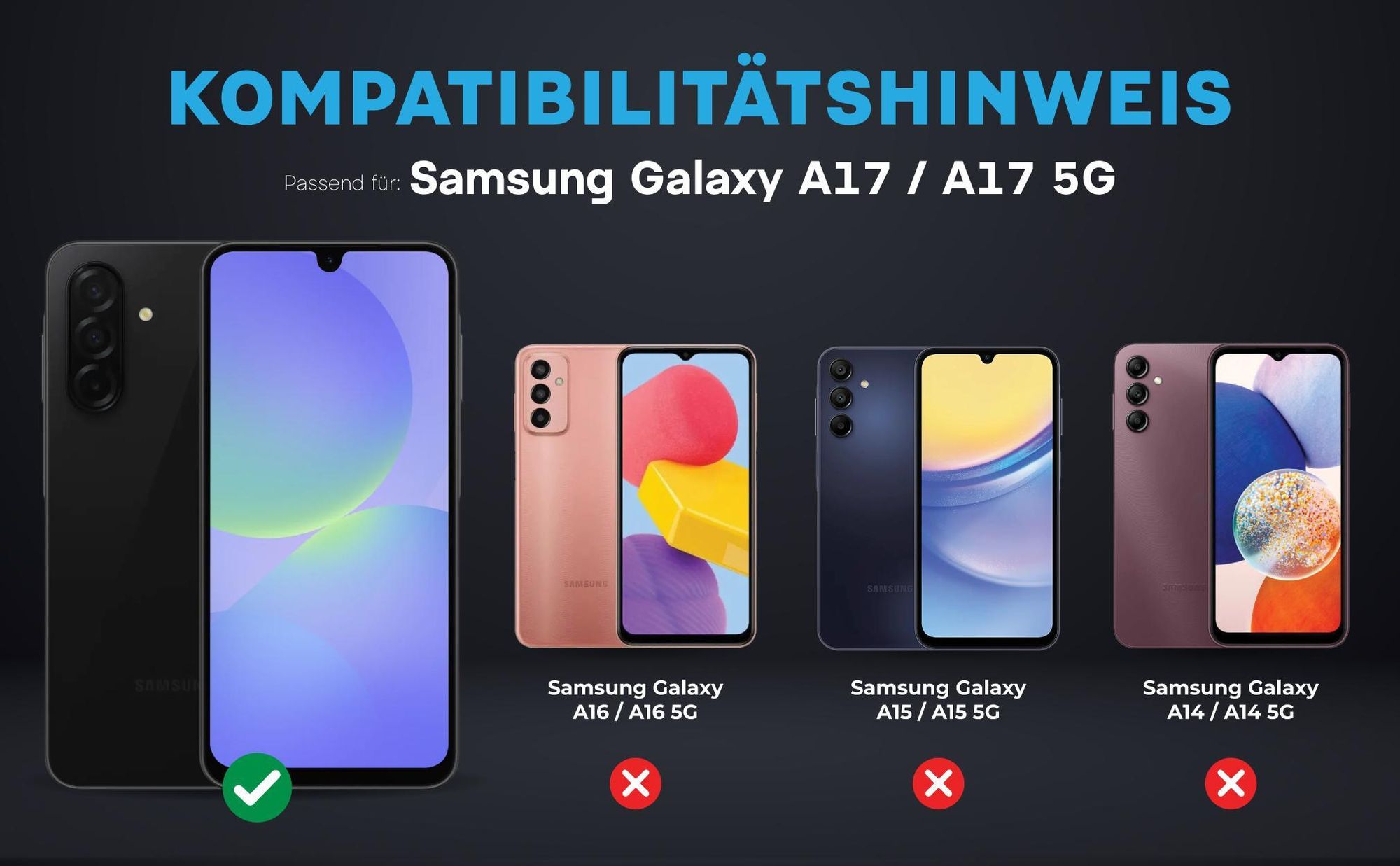Kompatibilitätshinweise Kameraglas für Samsung Galaxy A17