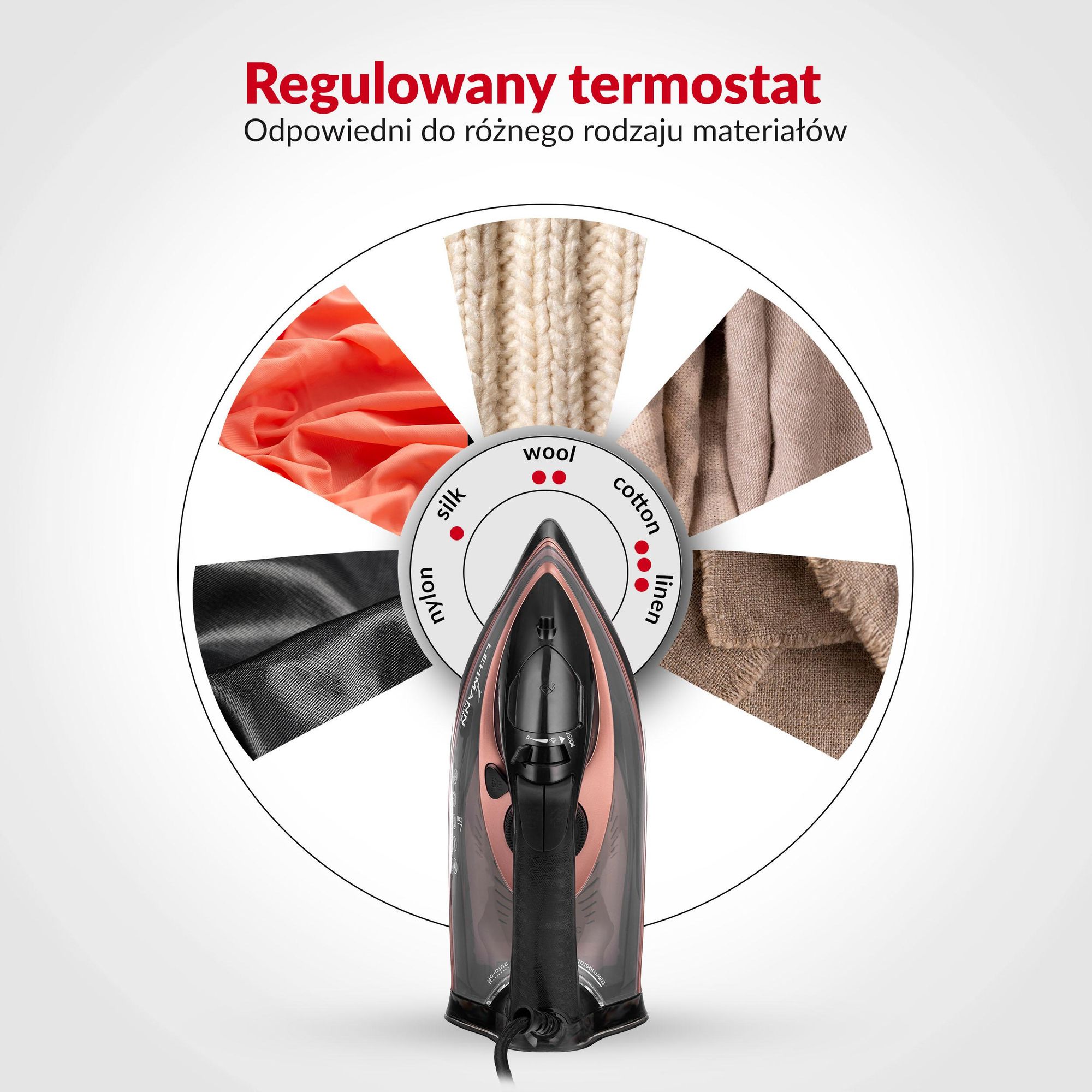 Żelazko parowe LEHMANN STROKKUR z ceramiczną stopą, 3000 W, wyrzut pary do 140 g, pionowy wyrzut pary, automatyczne wyłączanie w okresie bezruchu,