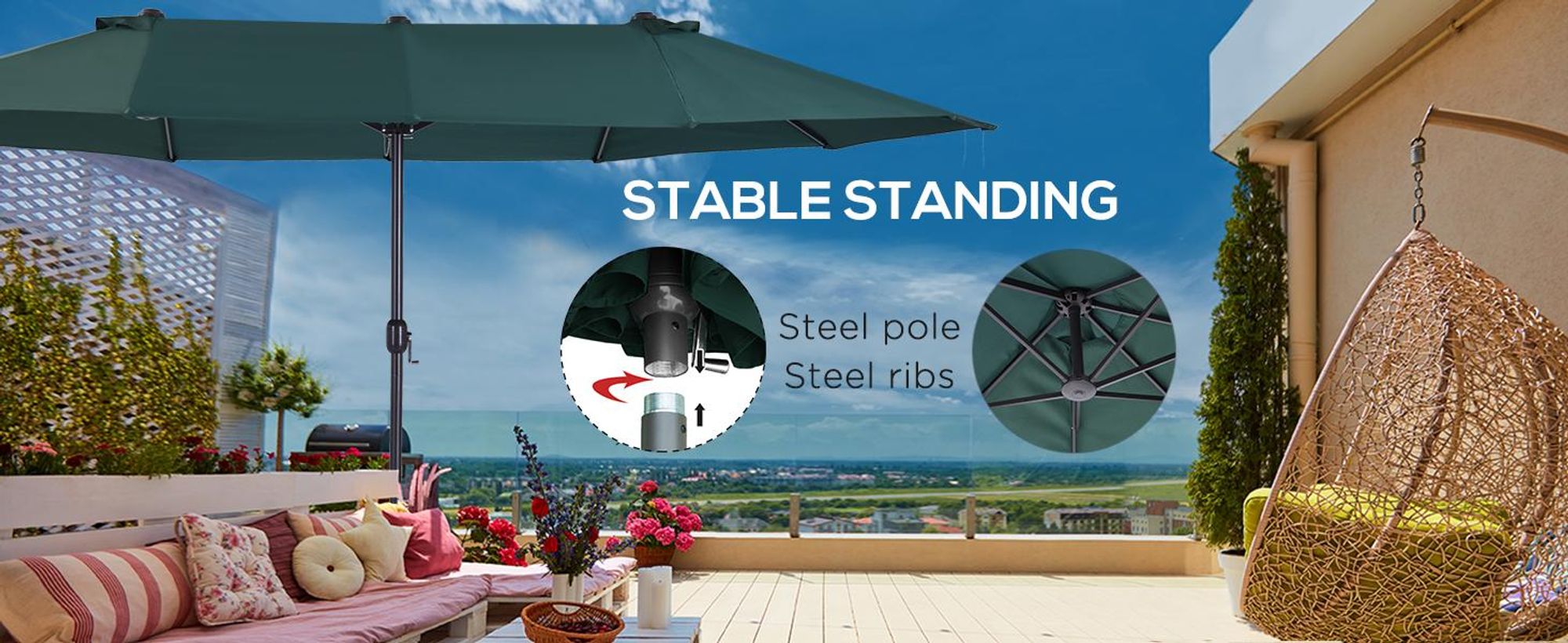 Parasol OUTSUNNY 84D-031V01, zielony - B