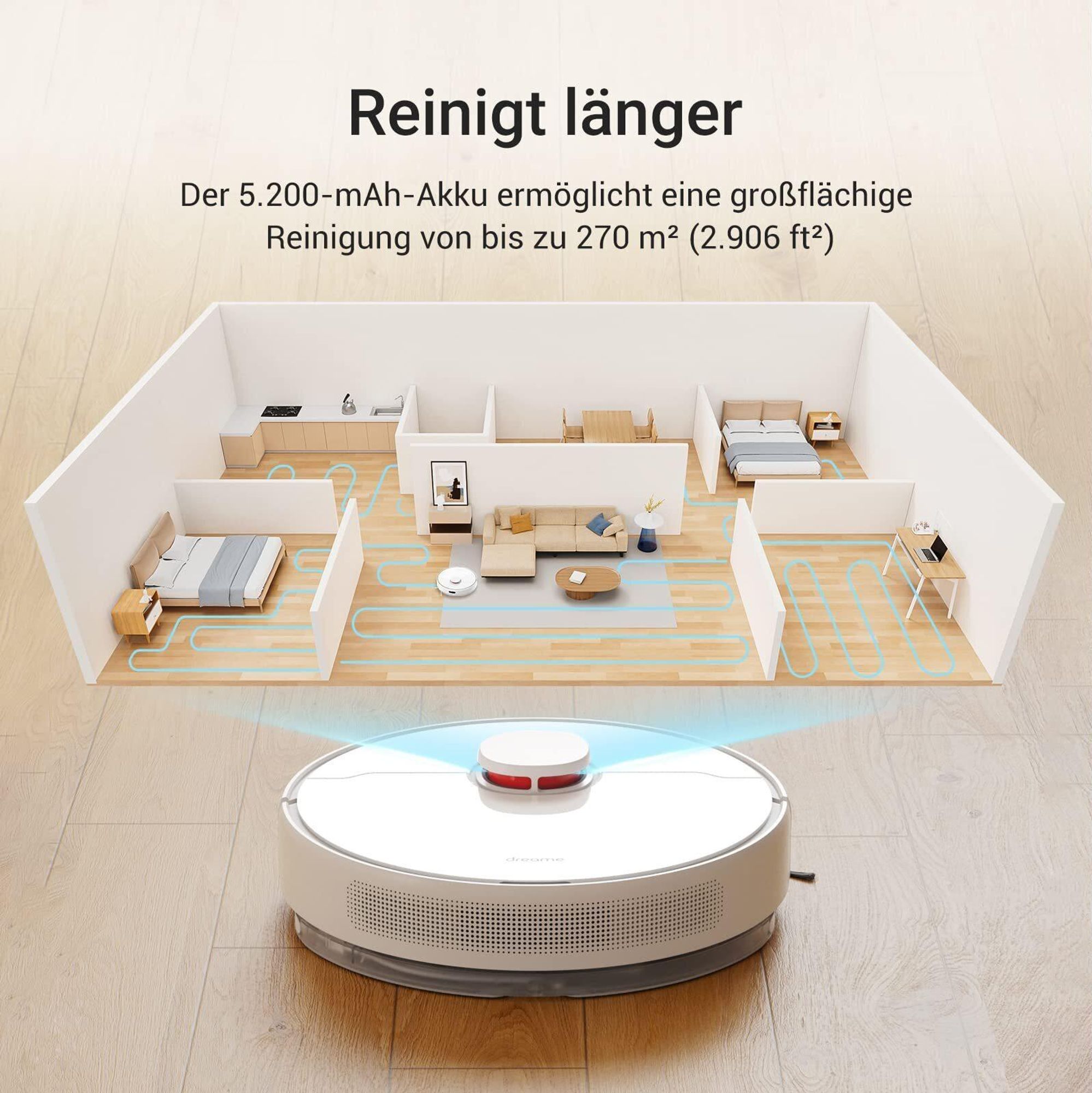 Dreame D10 Plus Roboterstaubsauger und Wischmopp, selbstentleerende Basis für 45 Tage, 4000 Pa Saugleistung, LiDAR-Navigation,WLAN-Verbindung