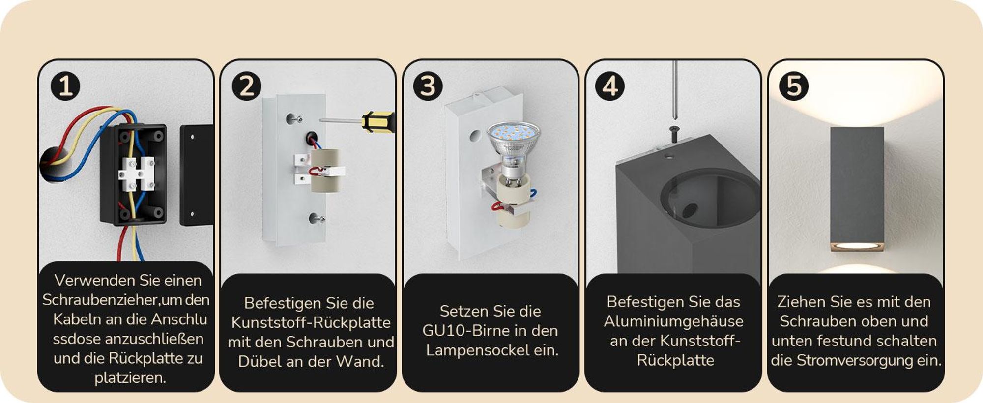 EDISHINE 2er LED Wandleuchte Innen/Aussen, Wandlampe Up Down Warmweiß, Außenwandlampe  Einstellbarer Lichtstrahl, Anthrazit