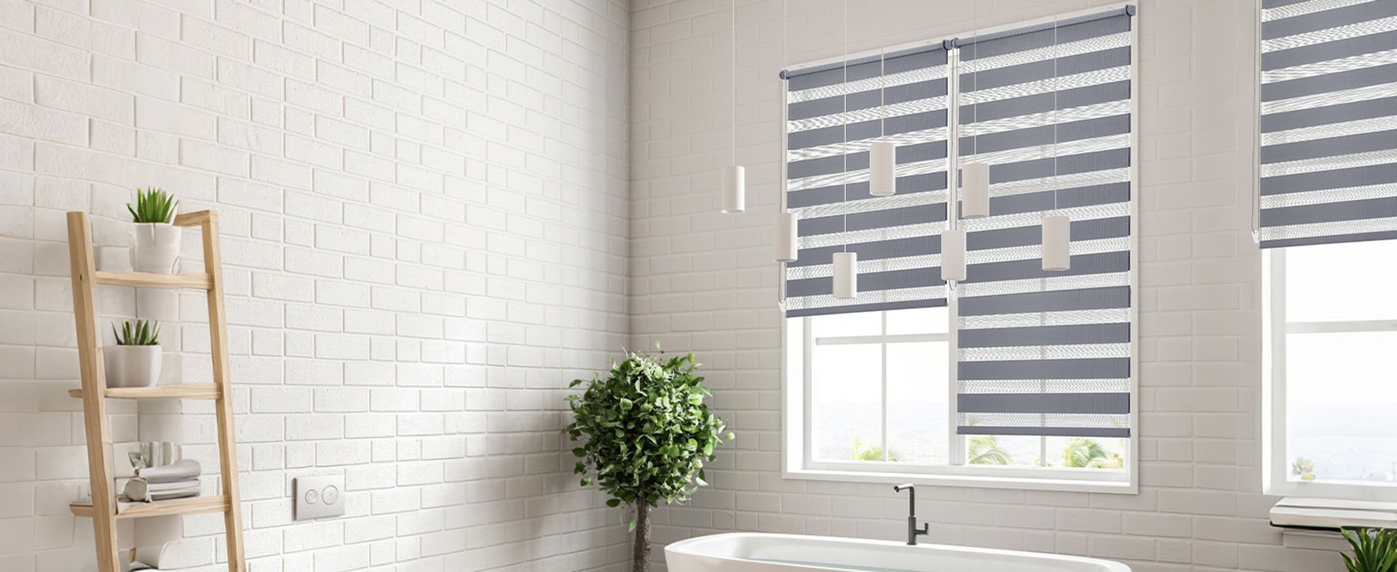 Doppelrollo 65x130cm Leinen Duo Rollo Klemmfix ohne Bohren Jalousie Rollos für Fenster und Tür
