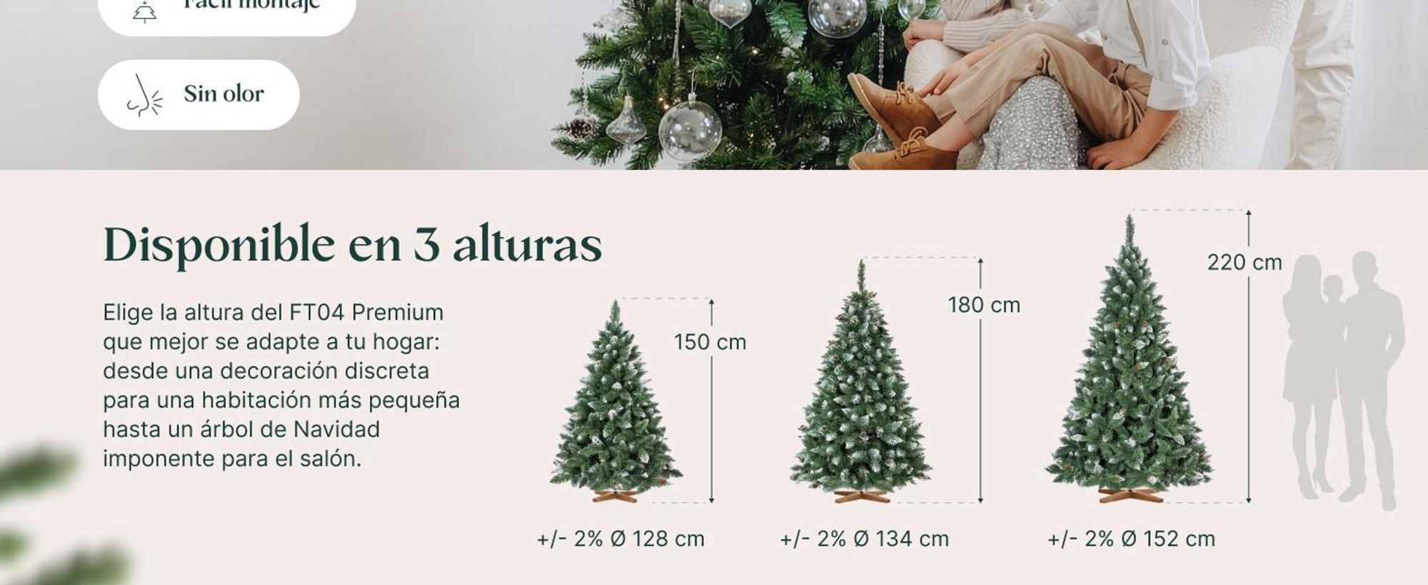 FairyTrees árbol de Navidad Artificial 180cm Pino con el Soporte de Madera | árbol Artificial Blanco nevado| Fabricado en EU