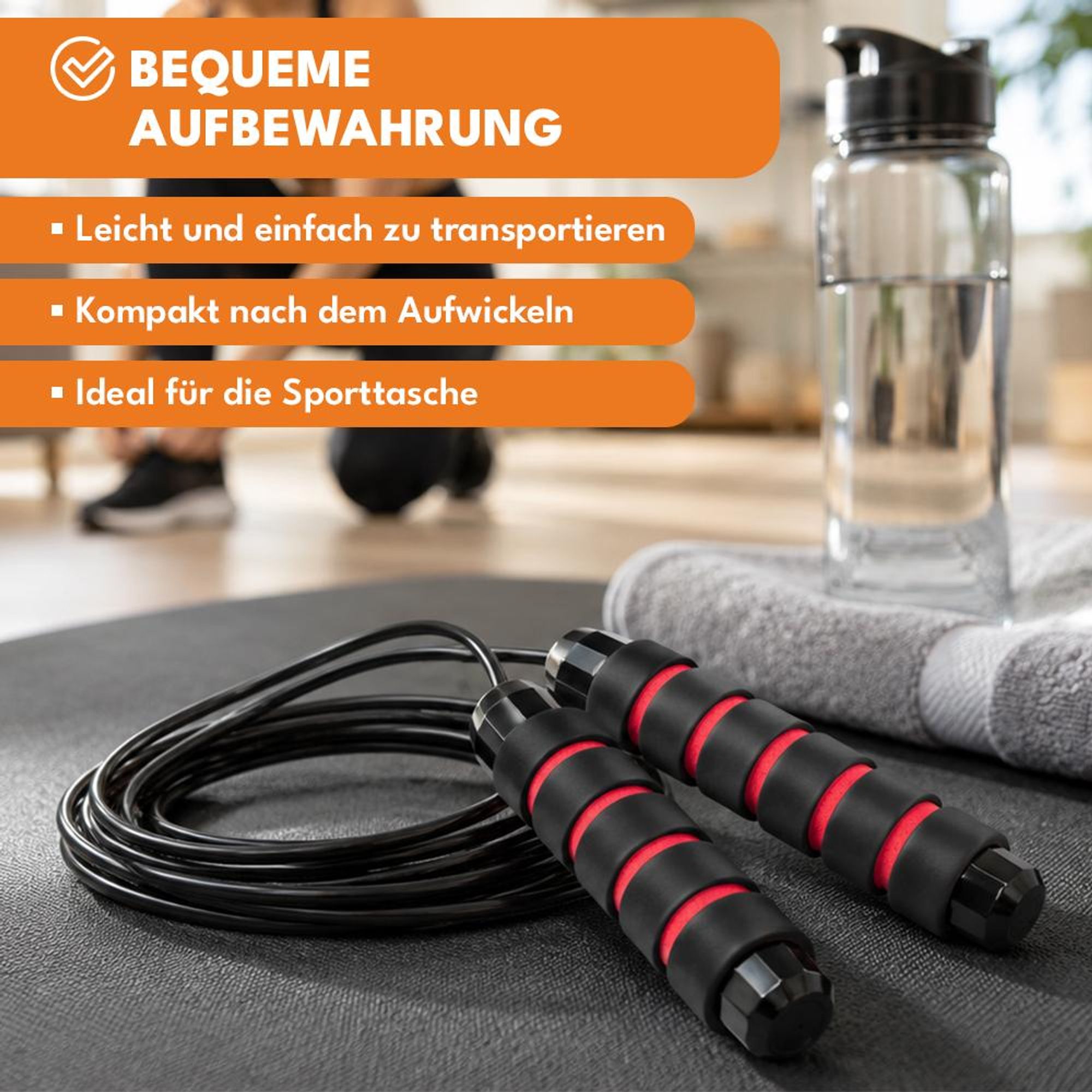 KRUMAD Springseil Fitness 280 cm, Speed Rope mit Schaumgriffen, Hüpfseil für Cardio, Boxen, Crossfit und Ausdauertraining