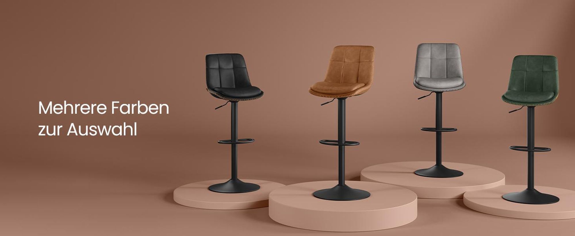 VASAGLE Barhocker 2er Set, höhenverstellbar, drehbar, mit Rückenlehne und Fußstütze, Karamellbraun