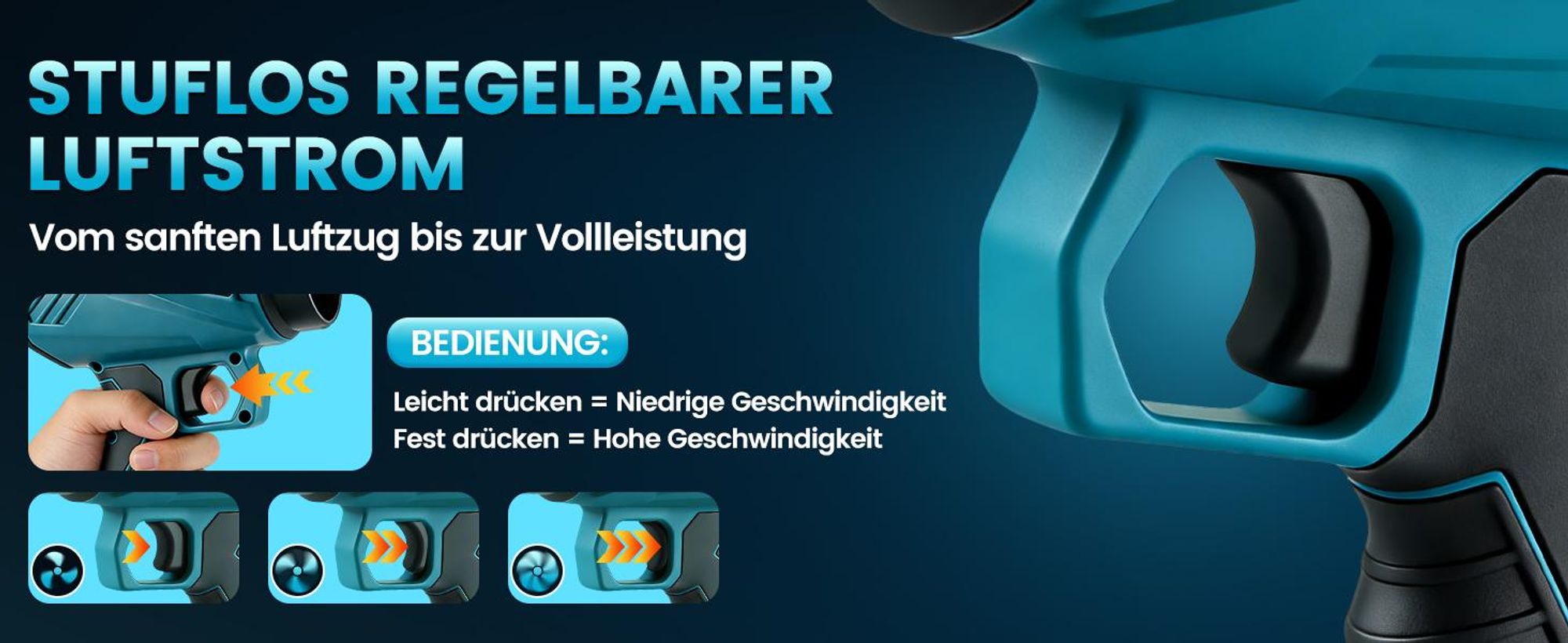 Akku-Laubbläser Turbo Gebläse 80m/s Jet Fan mit 2 Akuus, Elektrische Staubgebläse Luftbläser für Laubblasen Auto Laub, Schnee, Staub