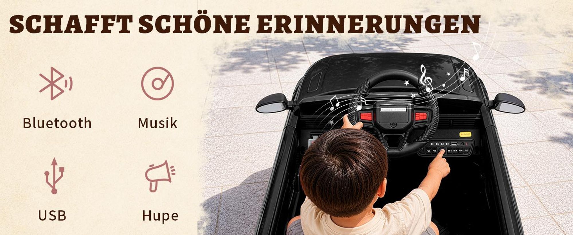 12V 4.5A.h LAND ROVER Velar Elektroauto Kinderauto,mit 2,4G Fernbedienung, LED Scheinwerfer, MP3, Hupe und Musik