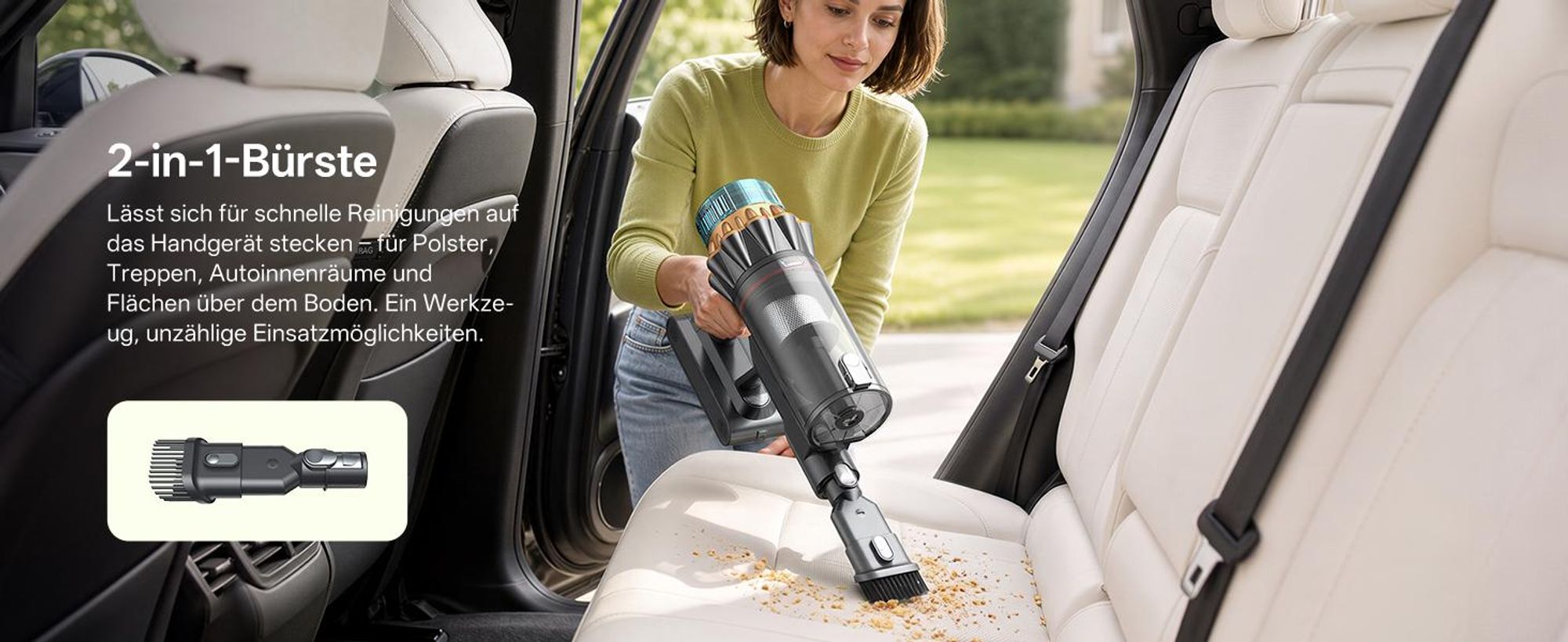 Vactidy V14 Pro Akku-Hand-und Stielstaubsauger, 80000 PA/ 600W/ 60Min, LED-Display, 6-stufiges Filtersystem