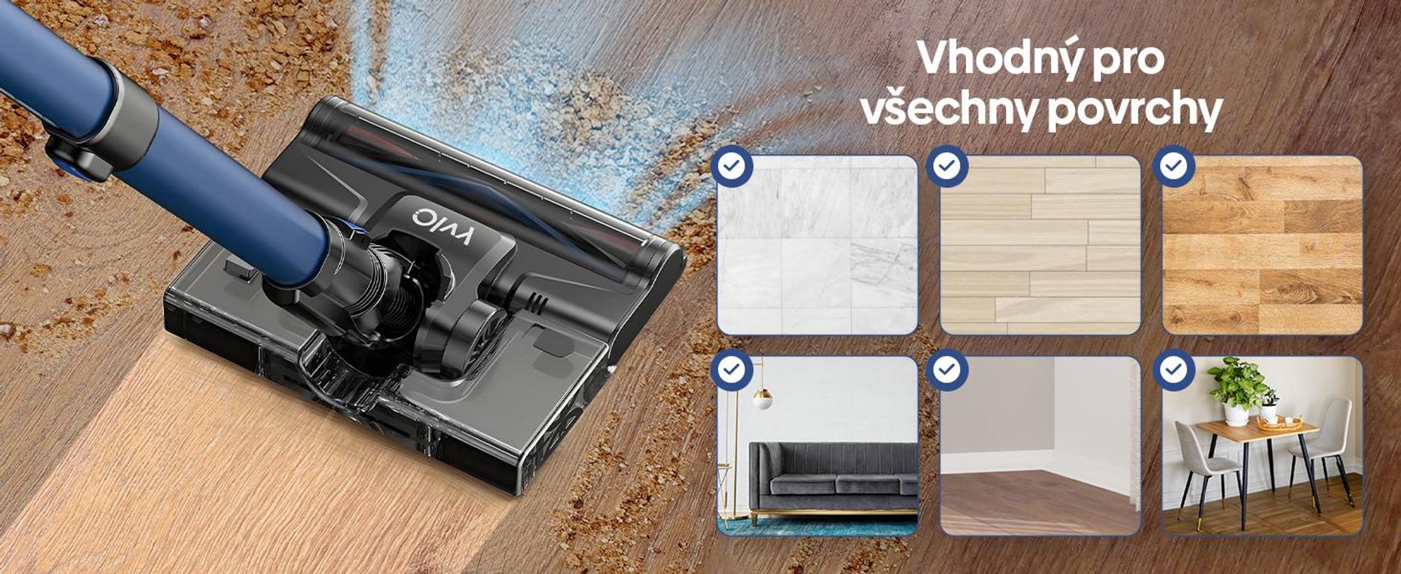 Akumulátorový vysavač Olvy s funkcí vytírání - Akumulátorový vysavač bez sáčku s HEPA filtrem, LED displejem, příslušenstvím - Ideální pro tvrdé podlahy a koberce