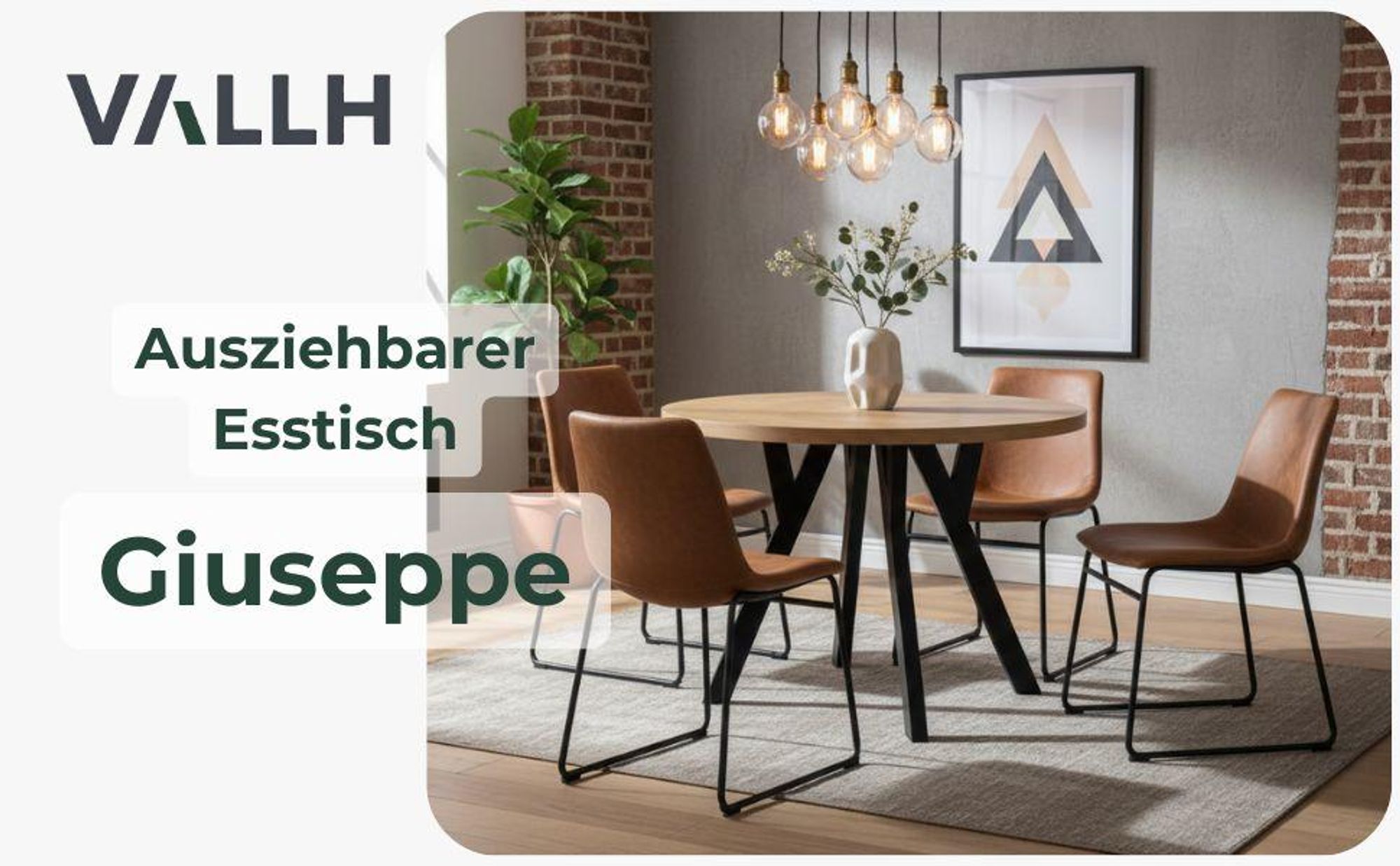 Giuseppe Runder Ausziehbarer Esstisch Durchmesser 100 / 150 / 200 cm,  Platz für 4-10 Personen Skandinavische LOFT Craft Goldoptik Schwarze Holzbeine