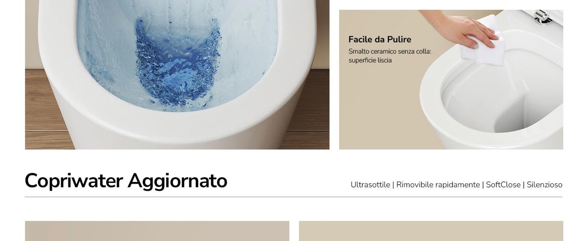 WC sospeso EMKE in ceramica a doppio foro con risciacquo a risparmio idrico, con scarico diretto e coperchio a chiusura ammortizzata, a bassa rumorosità, bianco lucido