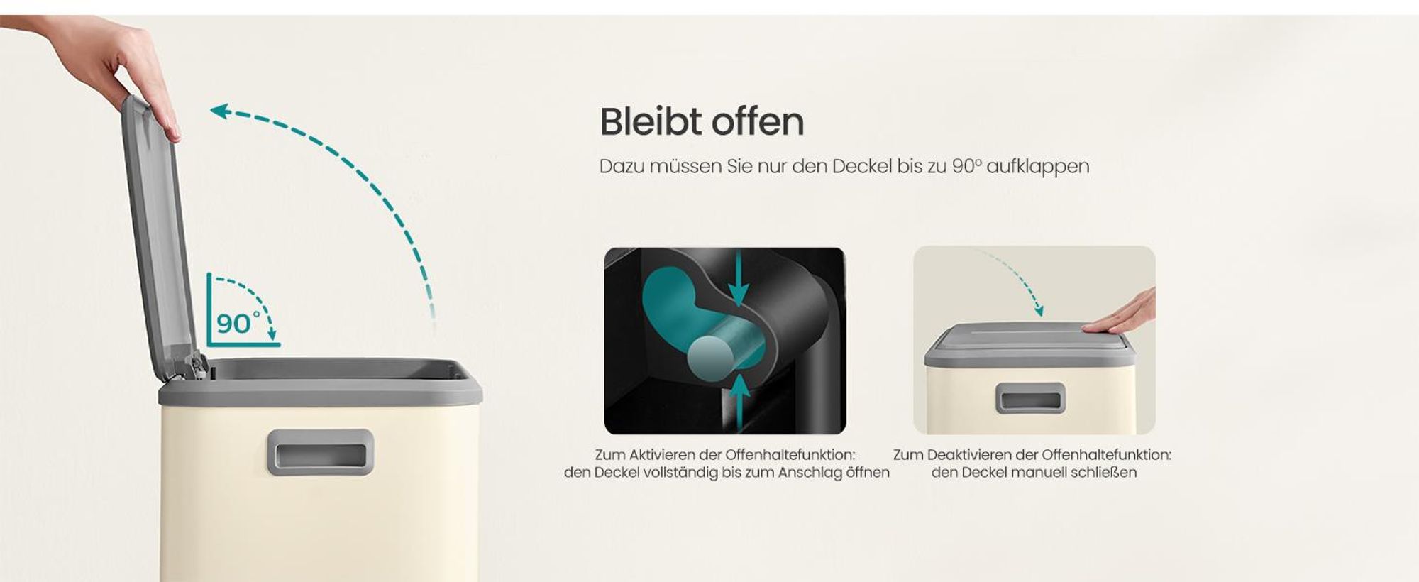SONGMICS Mülleimer Küche, Mülltrennsystem 2x15L, 2 Fächer,Stahl,Softclose-Deckel