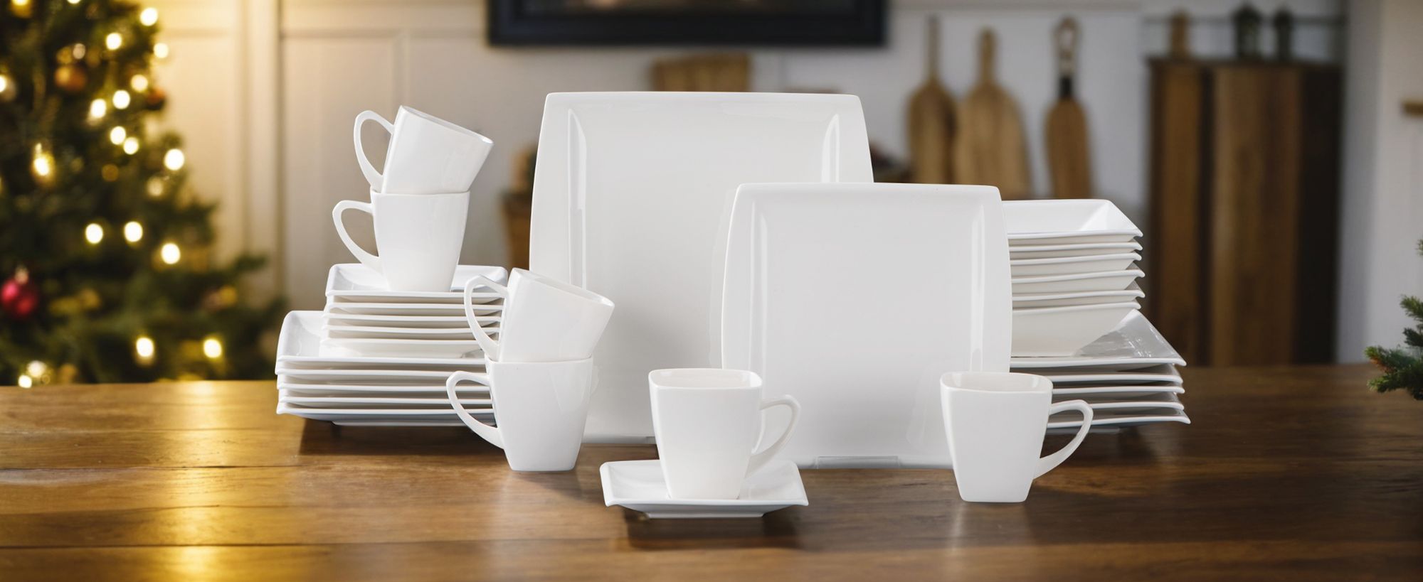 MALACASA Tafelservice, 30-tlg. Porzellan Kombiservice, Cremeweiß Geschirrset mit Essteller, Kaffeeservice, Dessertteller, Suppenteller
