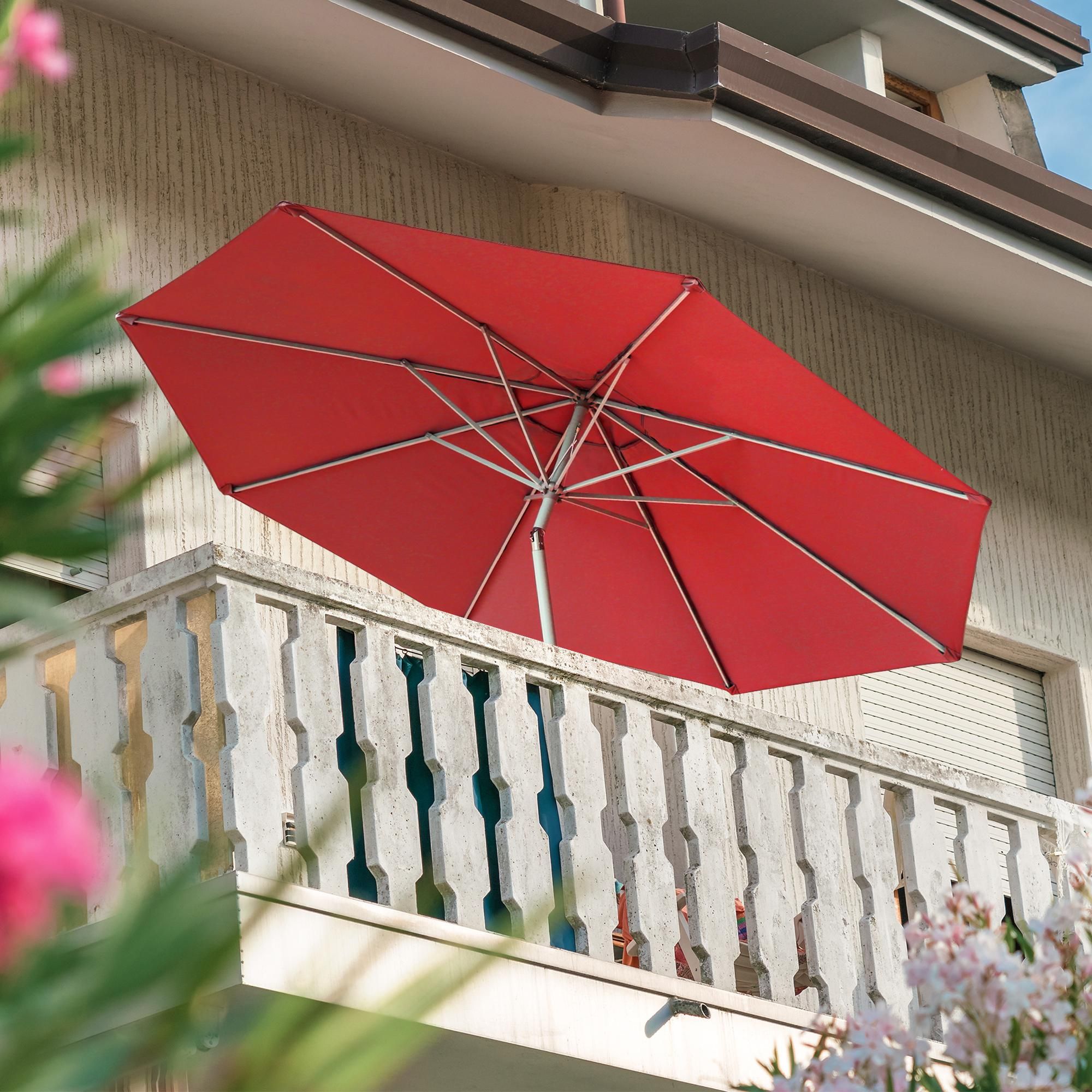 Sonnenschirm 3,5m rund weiß Garten Balkon knickbar mit Kurbel UV-Schutz Gestell weiß paramondo interpara