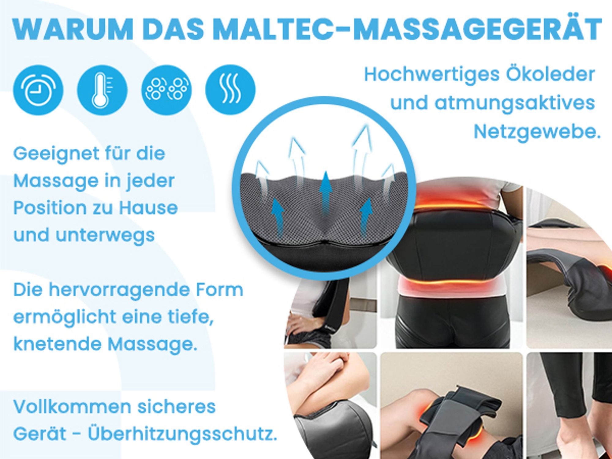 Nackenmassagegerät Shiatsu Nacken, Rücken, ganzer Körper, Massagegerät
