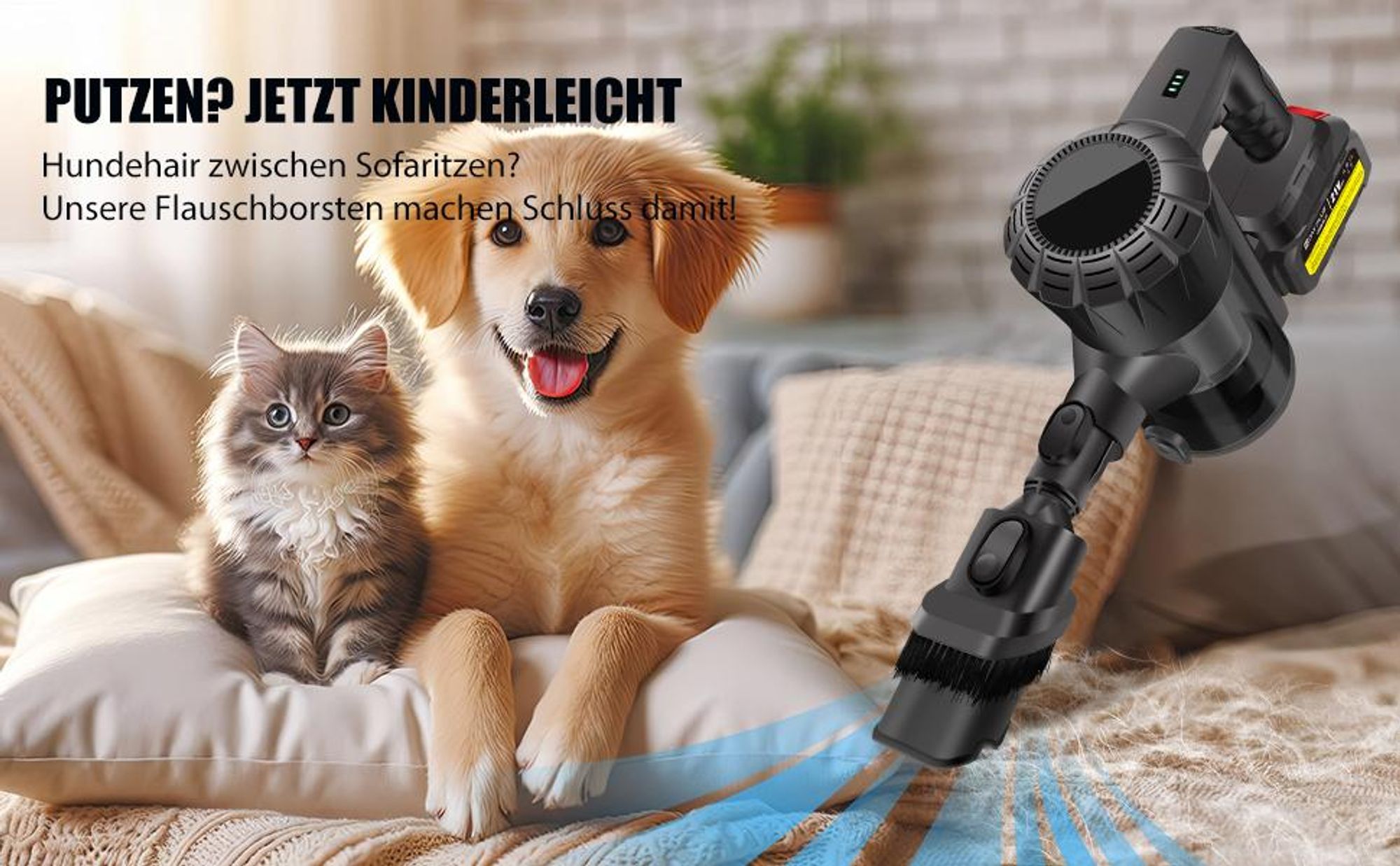 Akku Staubsauger, 360W 30000Pa Staubsauger Kabellos, Stielstaubsauger, 3-in-1 Handstaubsauger, Autostaubsauger