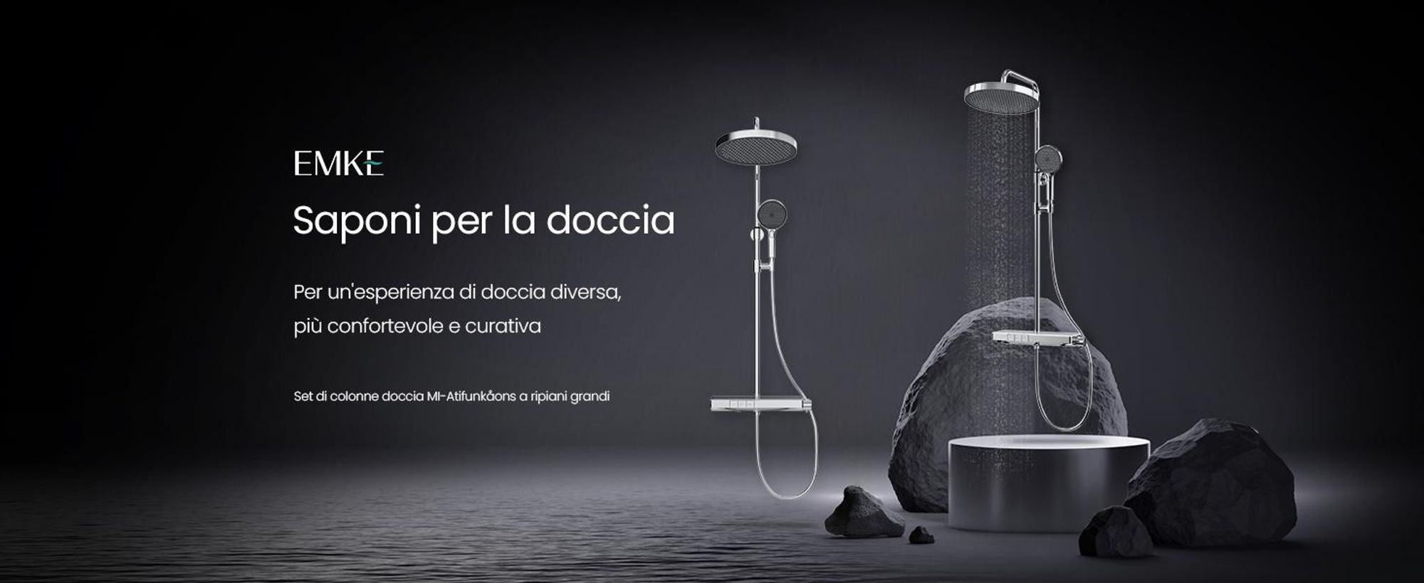 Sistema doccia EMKE con termostato - set di rubinetteria per doccia in acciaio inox, doccetta a 3 getti, doccia a pioggia rotonda, rubinetteria per vasca e doccia, cromo F22