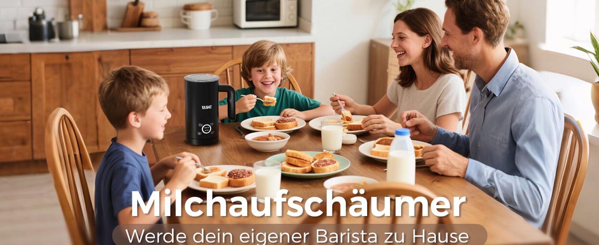 YASHE 4-IN-1 Edelstahl Milchaufschäumer, 10oz/300ml Milchschäumer für Perfekte L
