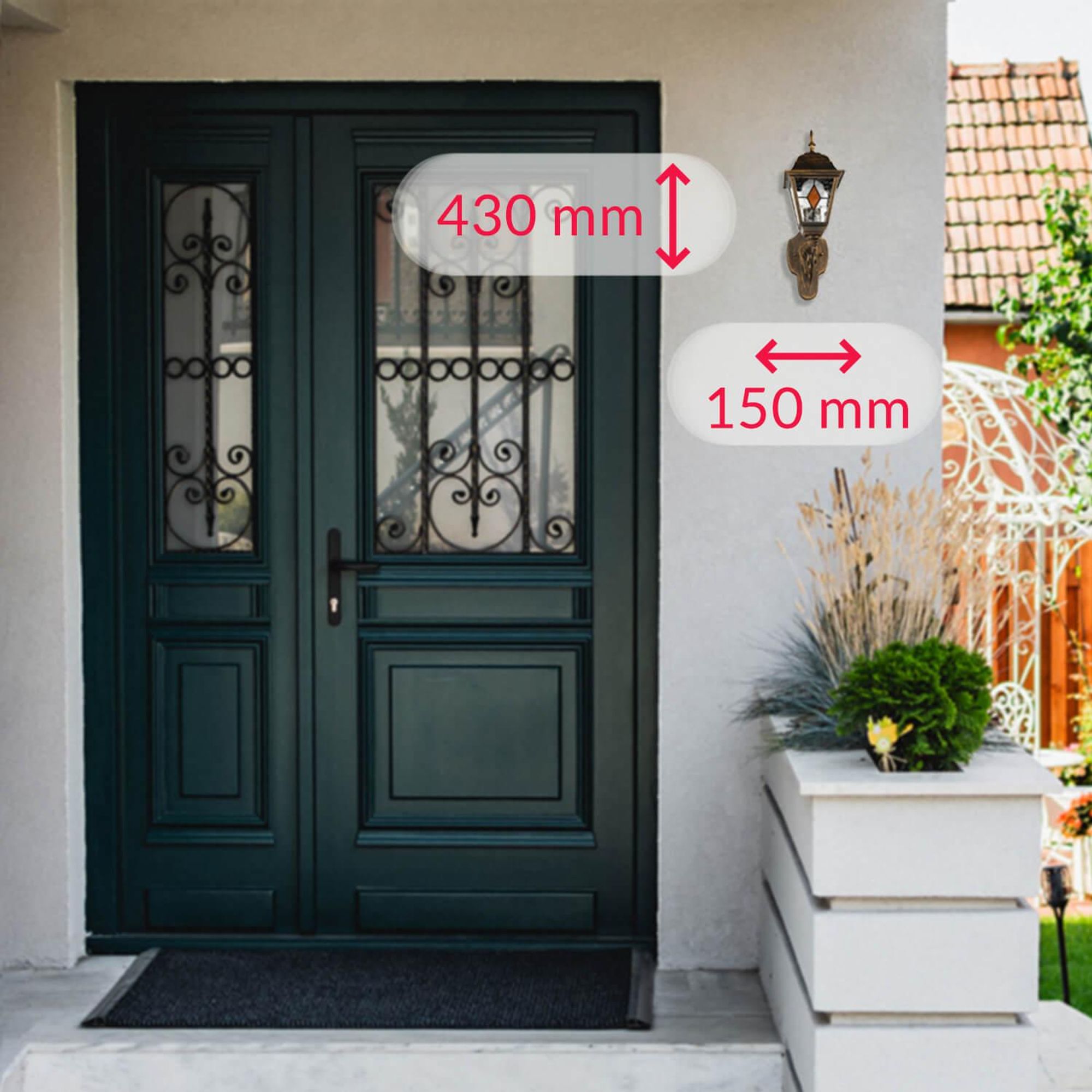 Perfekte Außenleuchte neben der Haustür im Eingangsbereich, auf dem Balkon und der Terrasse
