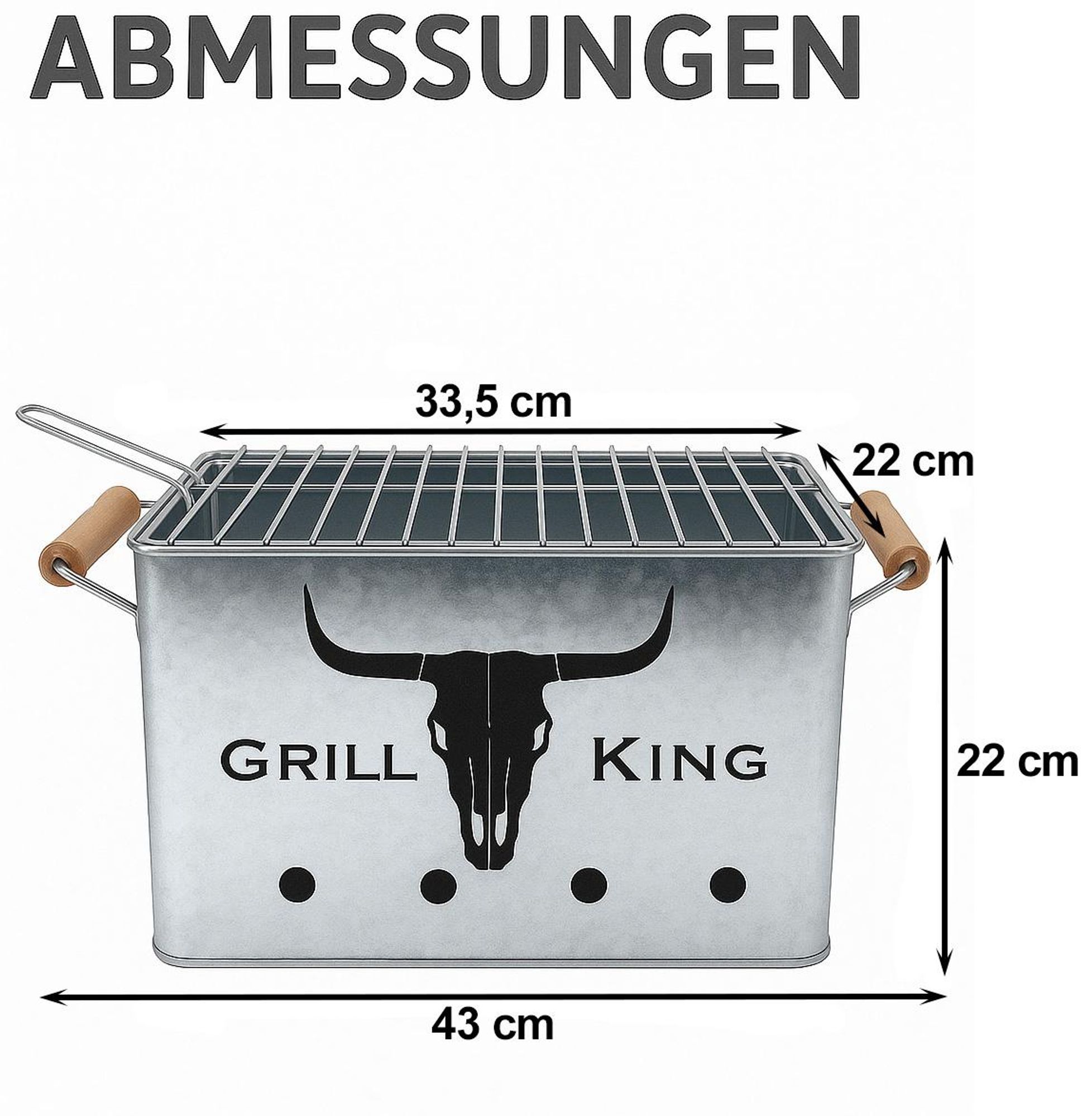 Holzkohlegrill, BBQ Grill +Zange Gartengrill 43x22 cm, Tischgrill Campinggrill für Outdoor Kochen, Camping und Picknick
