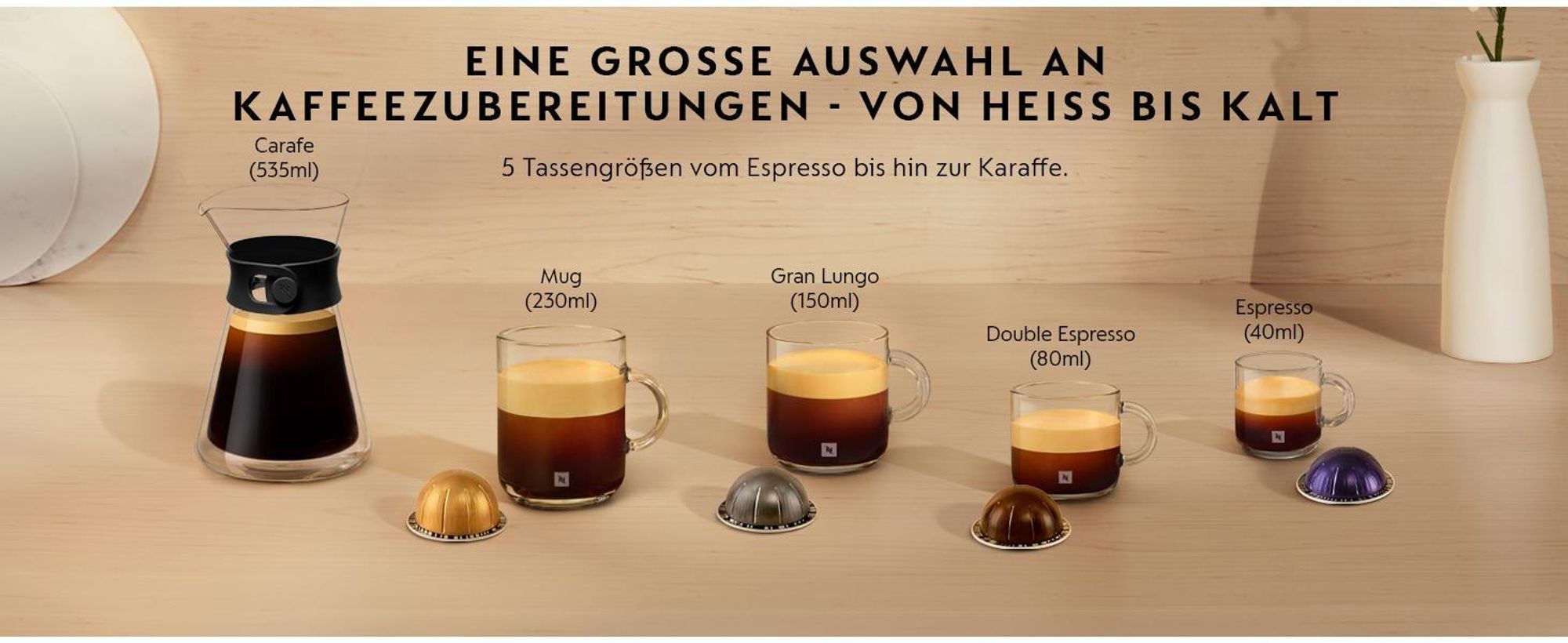 NESPRESSO VERTUO Espresso & Double Espresso Auswahl 50 Kaffeekapseln | Kaffee Mix für Espresso & doppelten Espresso | Mittlere und dunkle Röstung