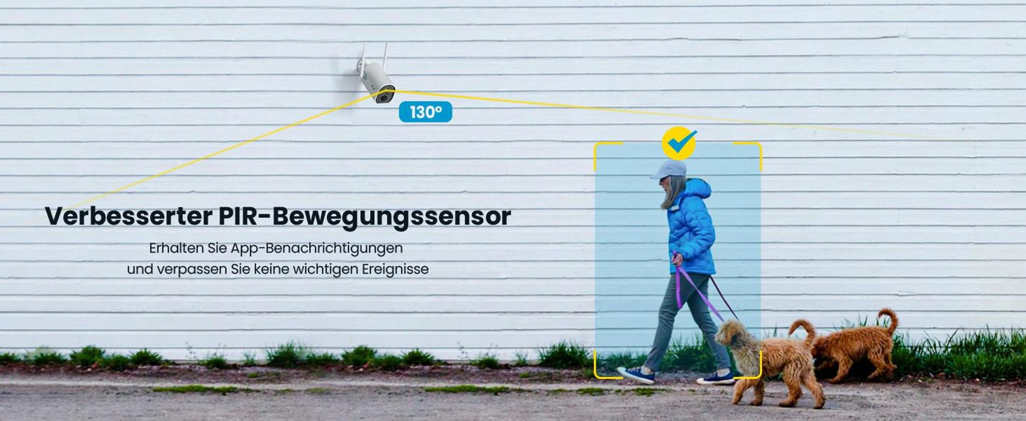 2K 3MP Überwachungskamera Aussen 5200mAh Akku，Kabellose WLAN Kamera Outdoor，15 m Farb-Nachtsicht，Sirene/Weißlichtalarm，PIR Bewegungsmelder.