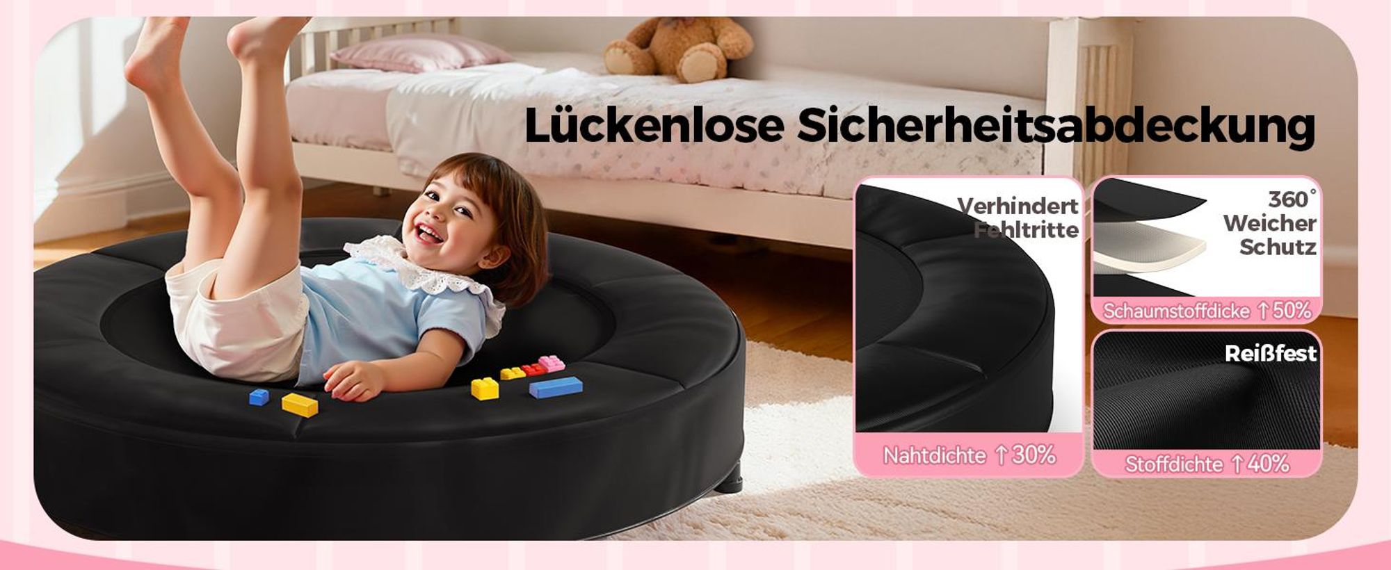 BCAN SP1 Kleinkindertrampolin 36 Zoll, ASTM , Kindertrampolin für 1–6 Jahre, Schaumgriffe & dicke sichere Schutzabdeckung, Mini-Trampolin