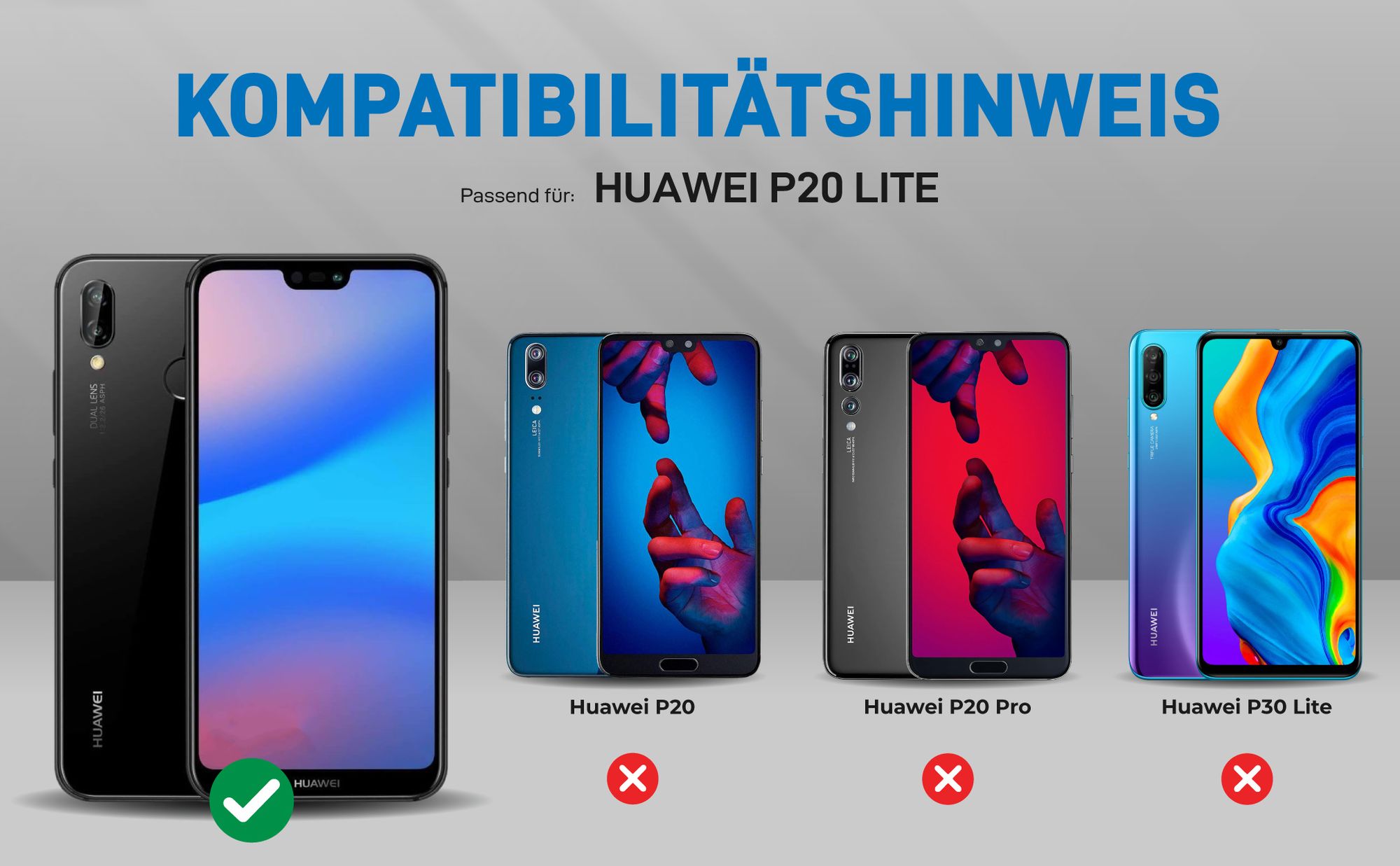 Kompatibilitätshinweise Hülle für Huawei P20 Lite