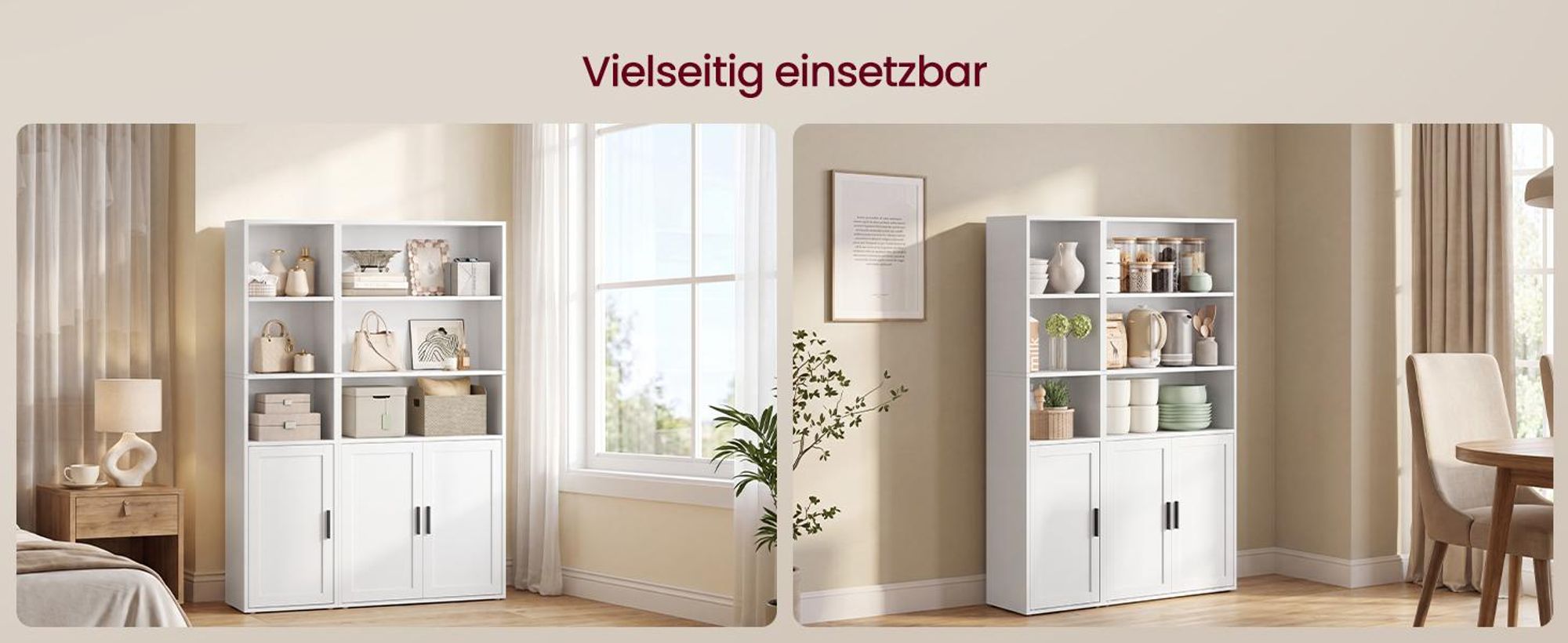 VASAGLE Bücherregal, 5-stöckiges hohes Regal, Standregal mit Tür und offenen Fächern, 31,8 x 24 x 145,9 cm, vielseitig einsetzbar, weiß
