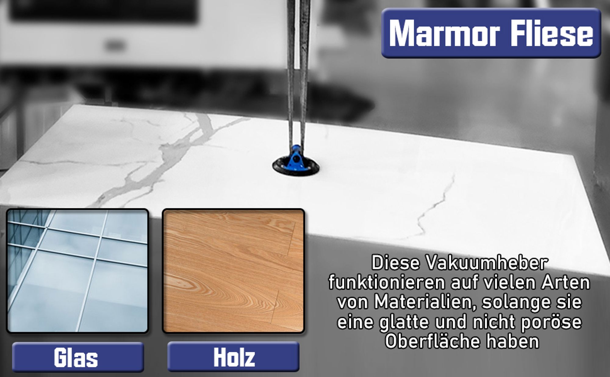 2X 8'' Saugheber Glasheber Metallgriff mit Manometer Max. 360kg, Vakuum Saugnapf Fliesenheber, Glassauger Saughalter für Fliesen,Glas,Metalle,Marmor