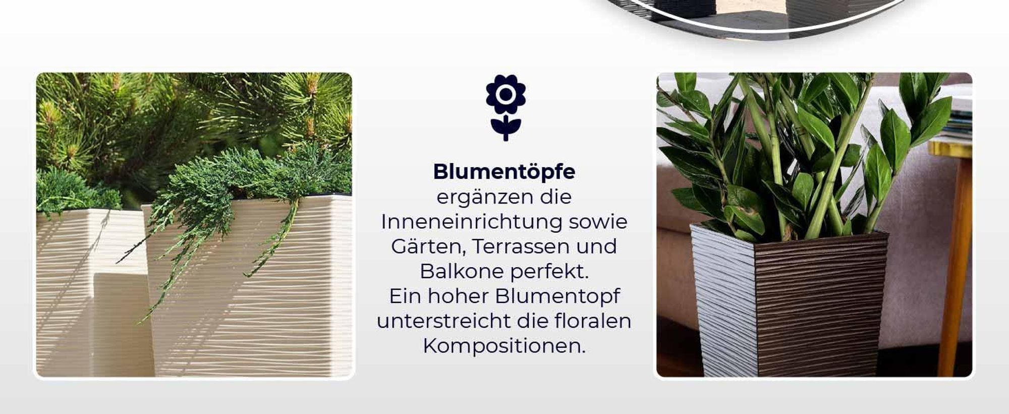KADAX Blumentopf Set, Blumenkübel aus Kunststoff "Tuluza", Innen- und Außenbereich, Creme, 3er Set