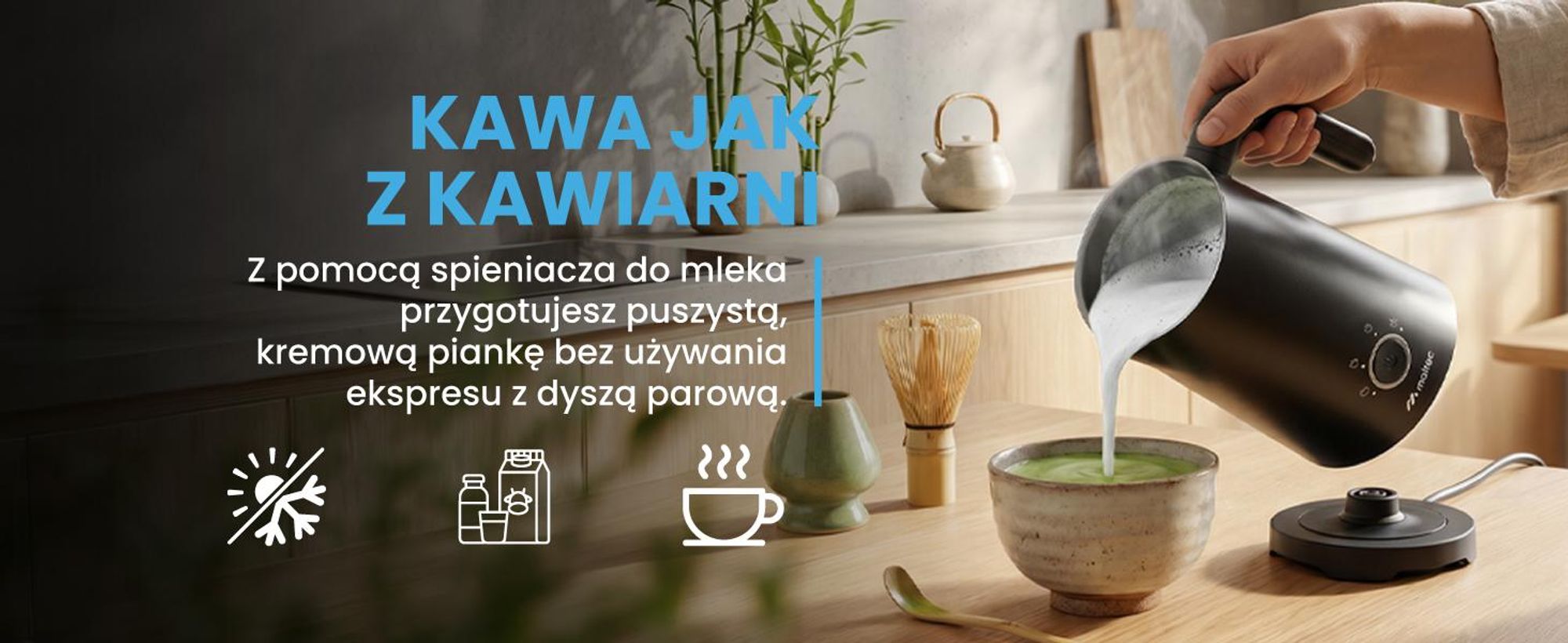 Elektryczny spieniacz do mleka o pojemności 300 ml na ciepłe i zimne mleko capuccino