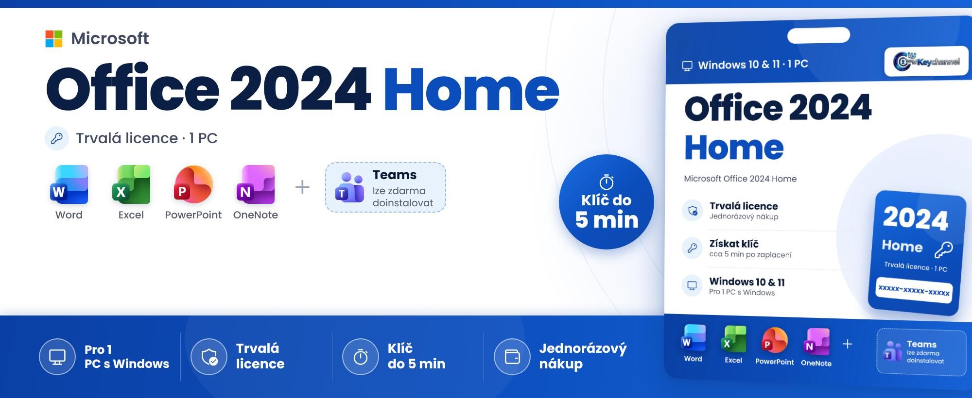 Office 2024 Home trvalá licence pro 1 PC s Word, Excel, PowerPoint a OneNote