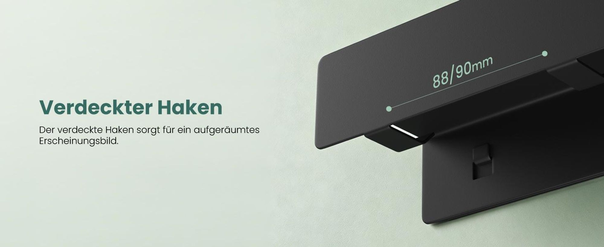Mai & Mai Wandgarderobe mit Ablage und 8 Haken, Garderobenleiste mit versteckten Kleiderhaken, Kleiderstange Wandmontage 80cm, Sandschwarz Stalo-11
