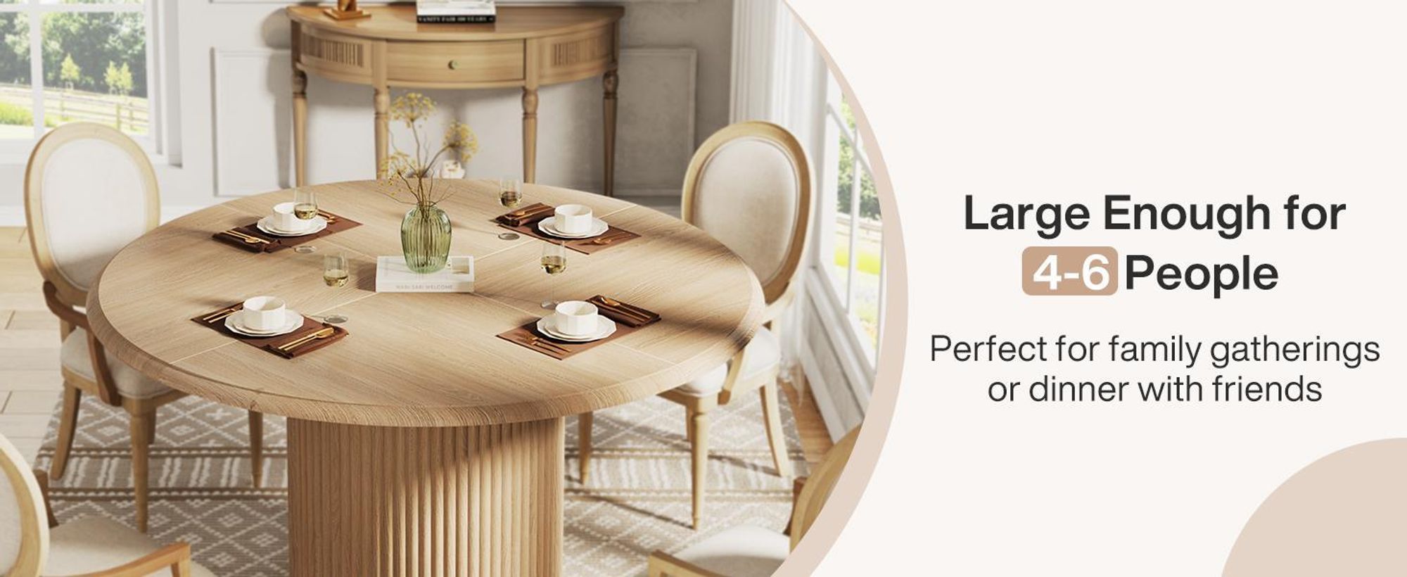 Tribesigns Tavolo da pranzo rotondo per 4 persone, tavolo da pranzo da 120 cm con base in metallo, tavoli da pranzo rotondi moderni, tavolo da cucina per sala da pranzo, soggiorno