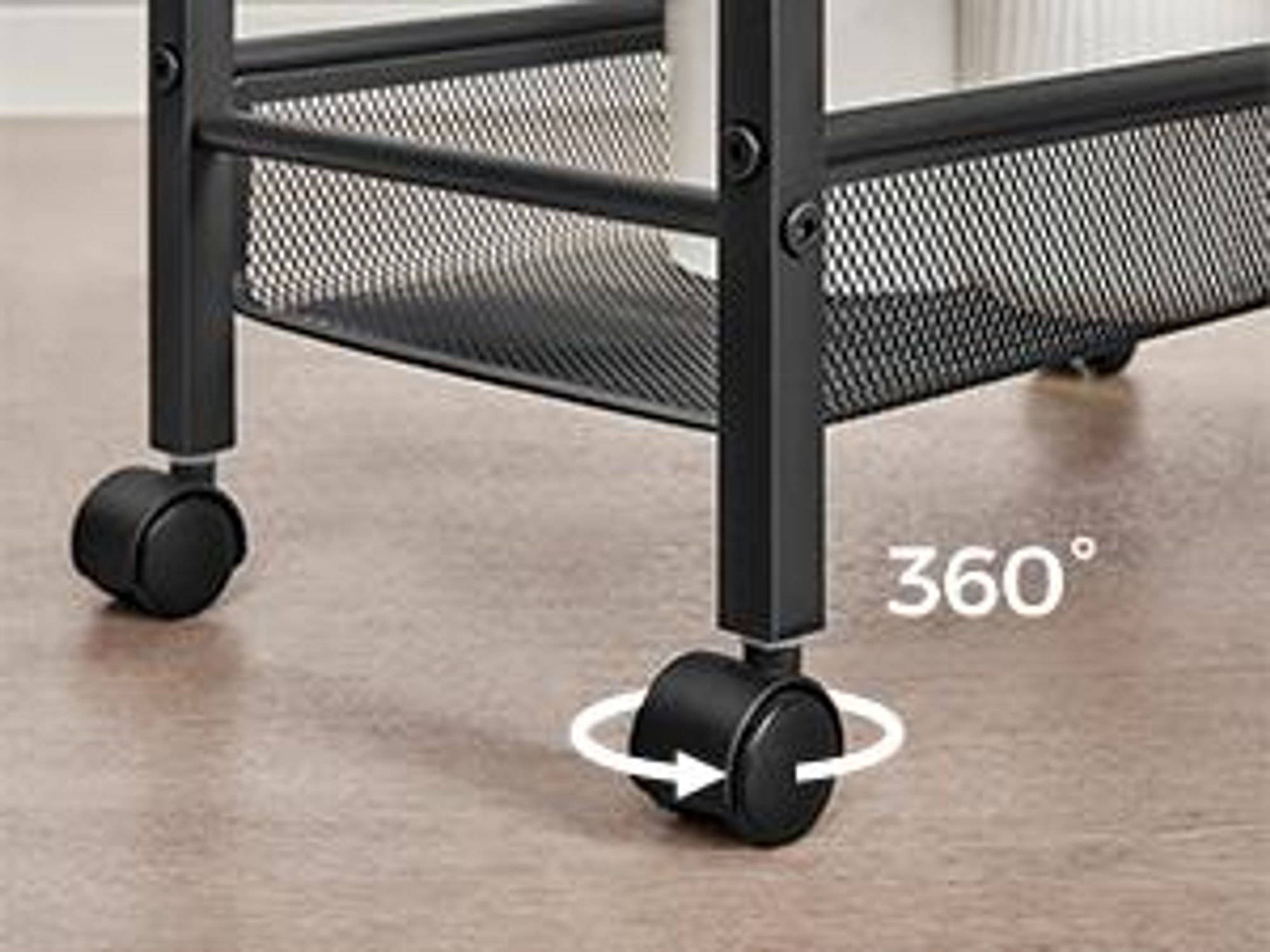 VASAGLE Rollwagen, Nischenregal auf Rollen, mit 4 Ebenen, für kleine Räume, 22cm Tiefe, Schwarz